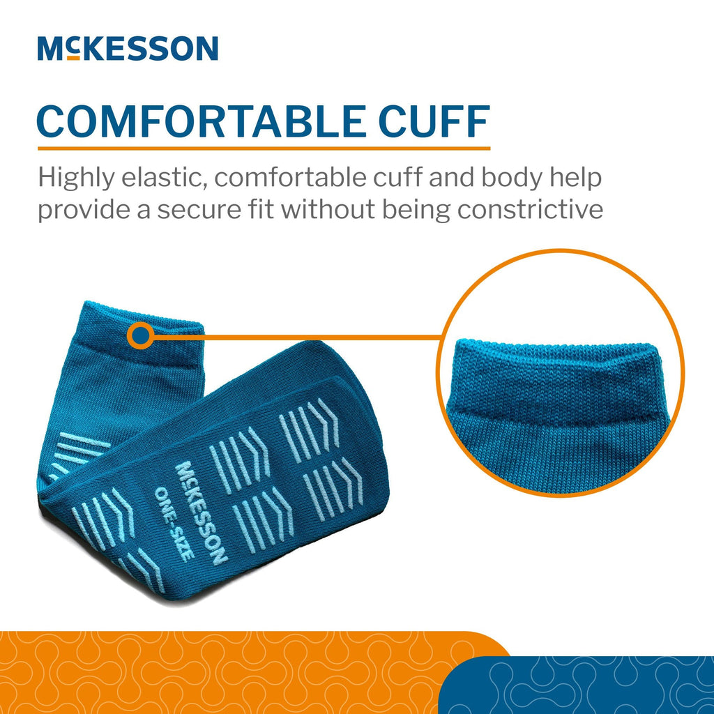 Slipper Socks McKesson Unisex Adult One Size Fits Most Single Tread Single Patient Use Teal 16-OS-1069