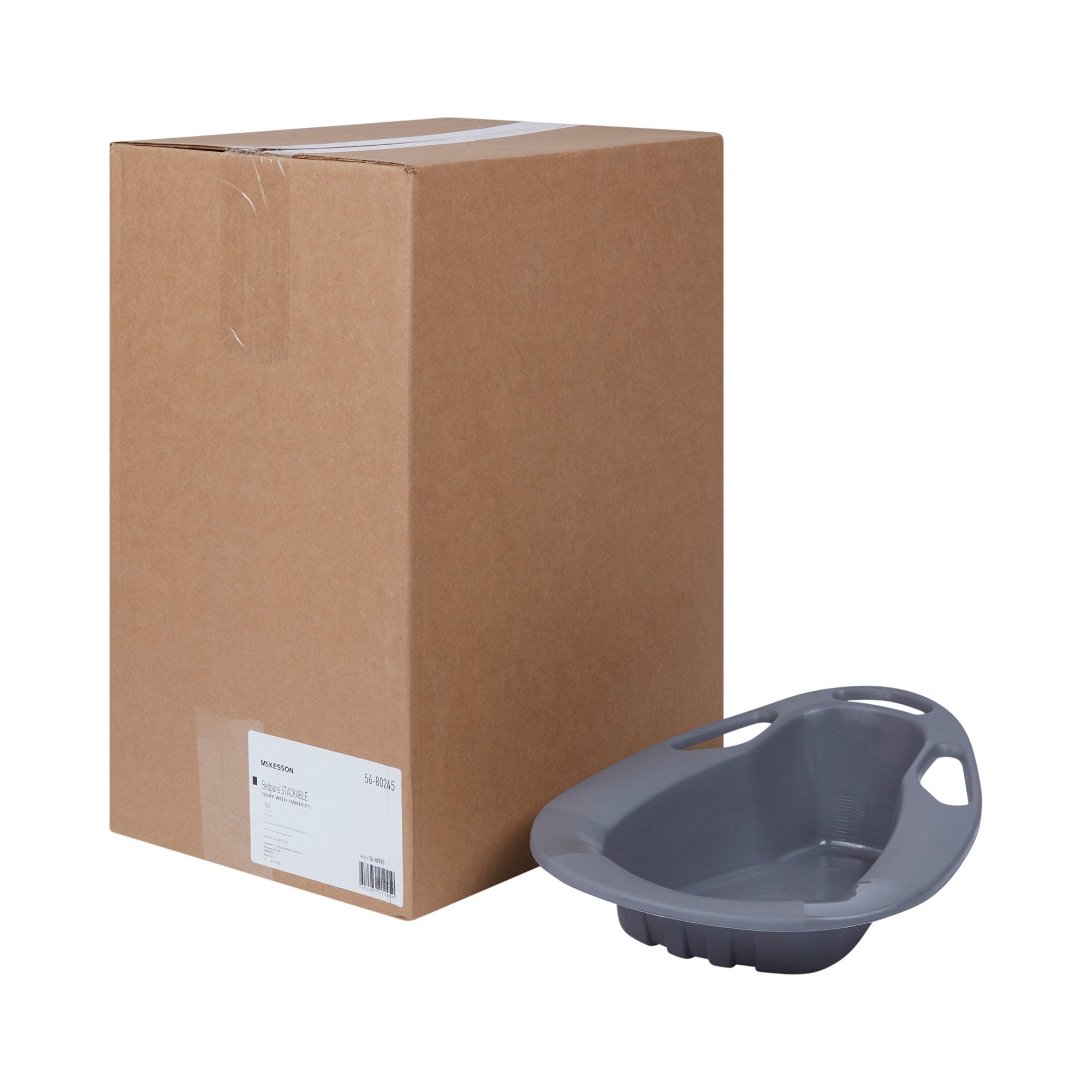 McKesson Stackable Bedpan, Non-Stick Plastic, Graphite Color 56-80245