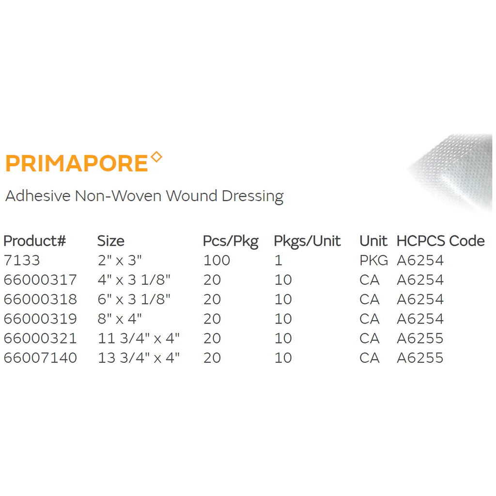 Primapore Adhesive Dressing, 8 x 10 Centimeter 66000317