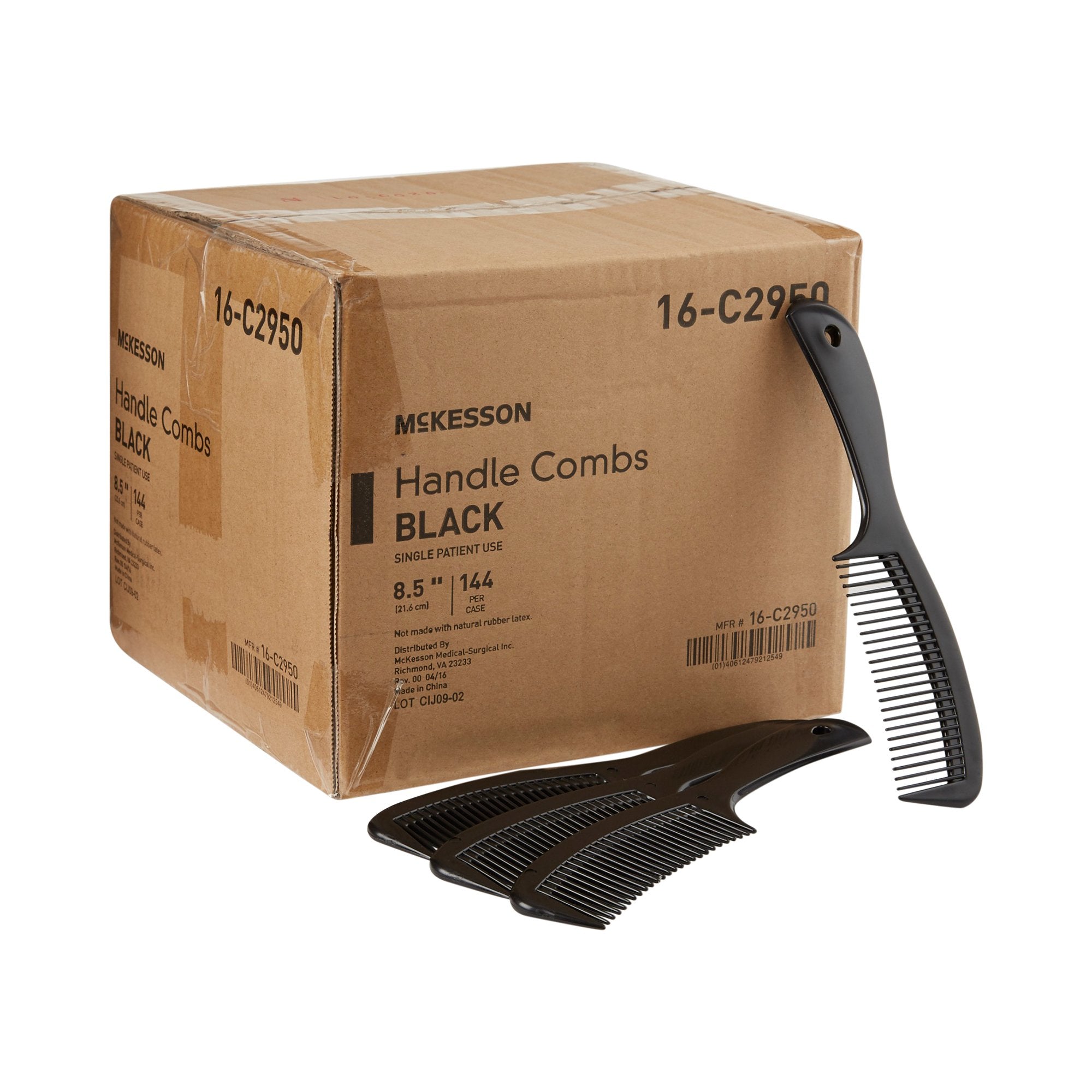 McKesson Handle Comb, Plastic, Black, 8.5-Inch Length 16-C2950