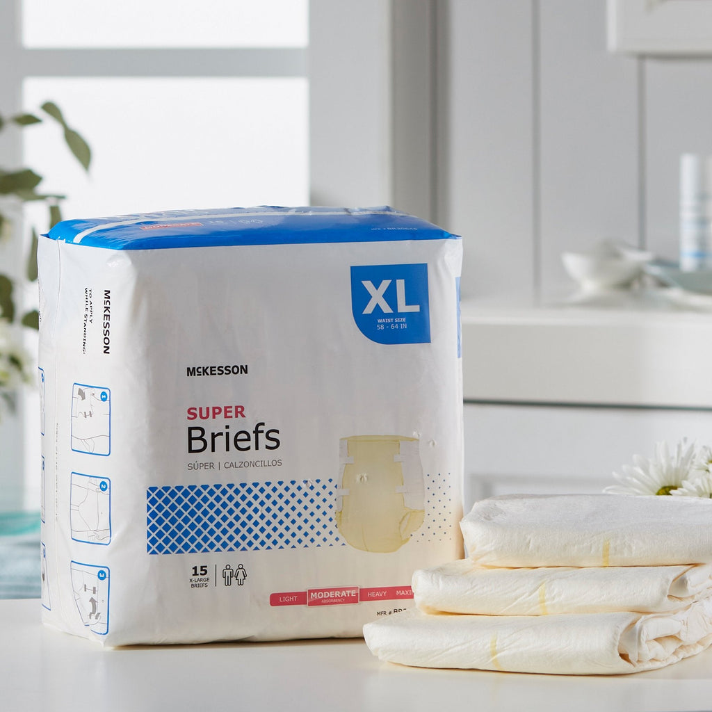 McKesson Super Moderate Absorbency Incontinence Briefs, Extra Large BR30645