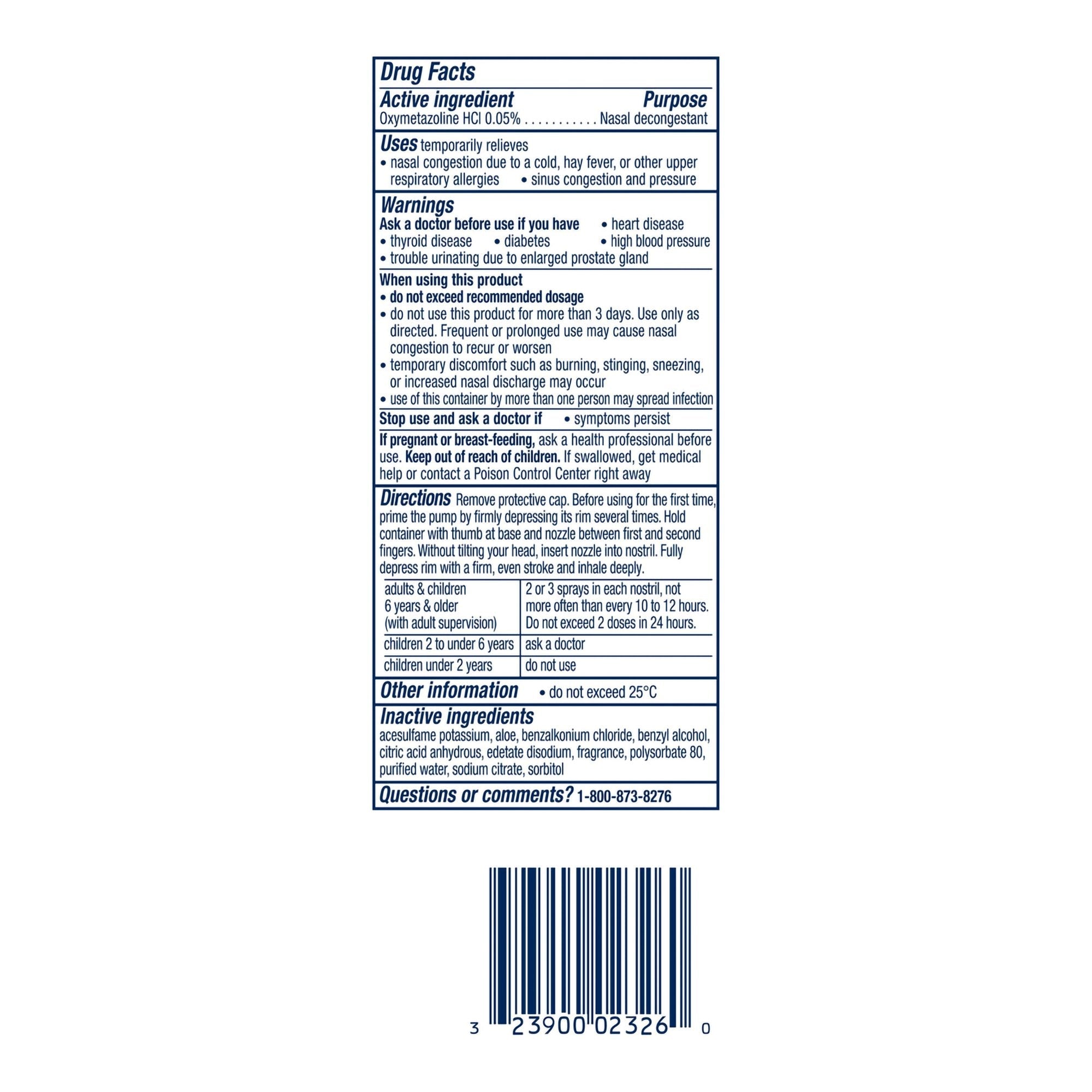 Vicks Sinex™ Severe Nasal Decongestant Moisturizing Spray 32390002326
