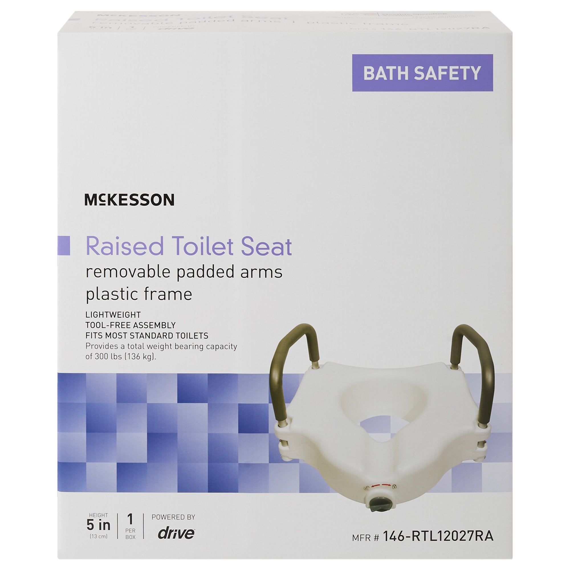 McKesson Raised Toilet Seat, 5-Inch Height, White 146-RTL12027RA