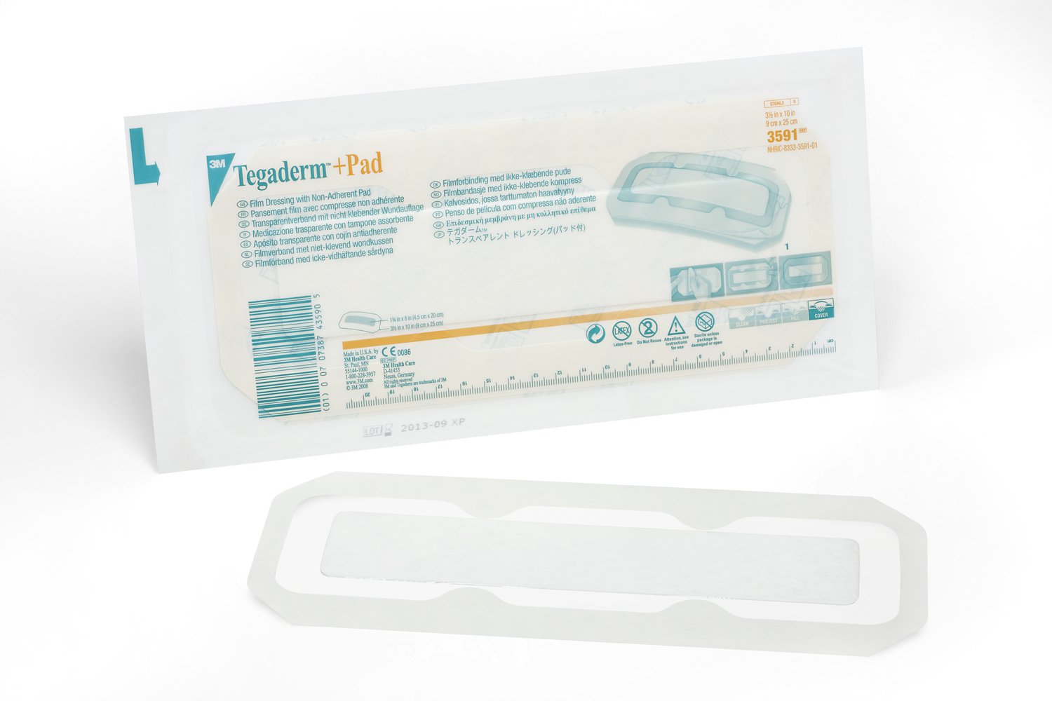 3M™ Tegaderm™ Transparent Film Dressing with Pad, 3-1/2 x 10 Inch 3591