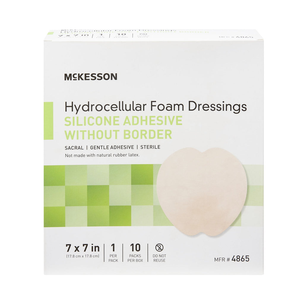 McKesson Hydrocellular Foam Dressing, Silicone Adhesive, w/o Border, 7 x 7 Inch 4865