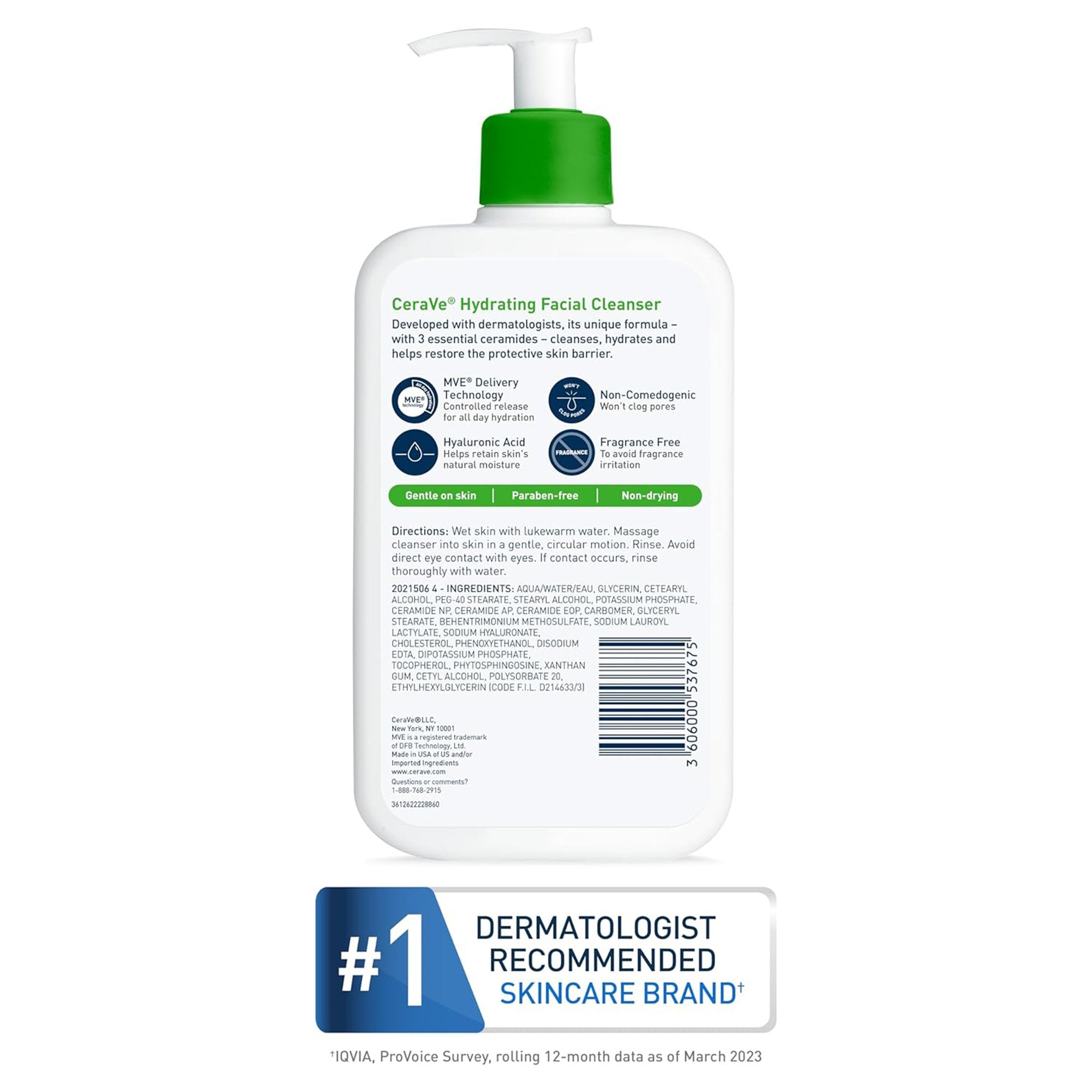 Facial Cleanser CeraVe® Foaming Foaming 16 oz. Pump Bottle Unscented 60600053770