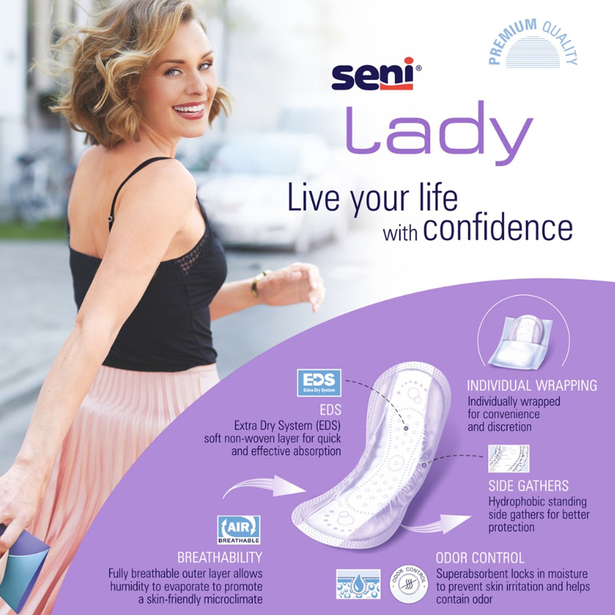 Seni® Lady Maximum Bladder Control Pads, Long S-5P30-PS1