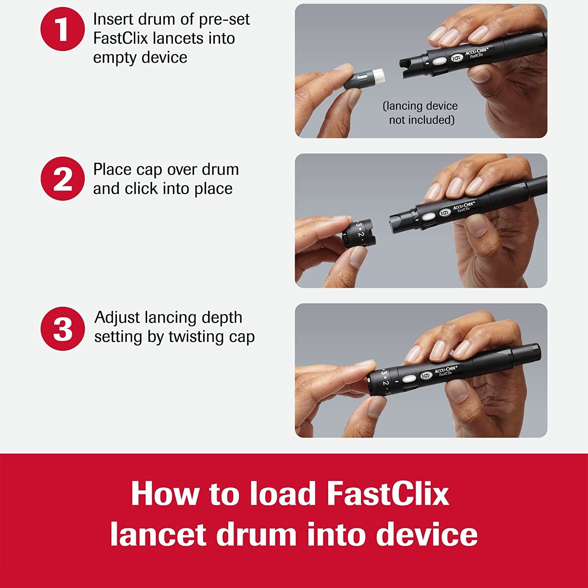 Accu-Chek FastClix Lancet, 30 Gauge, Preloaded Safety Drum, Track System 05360145001