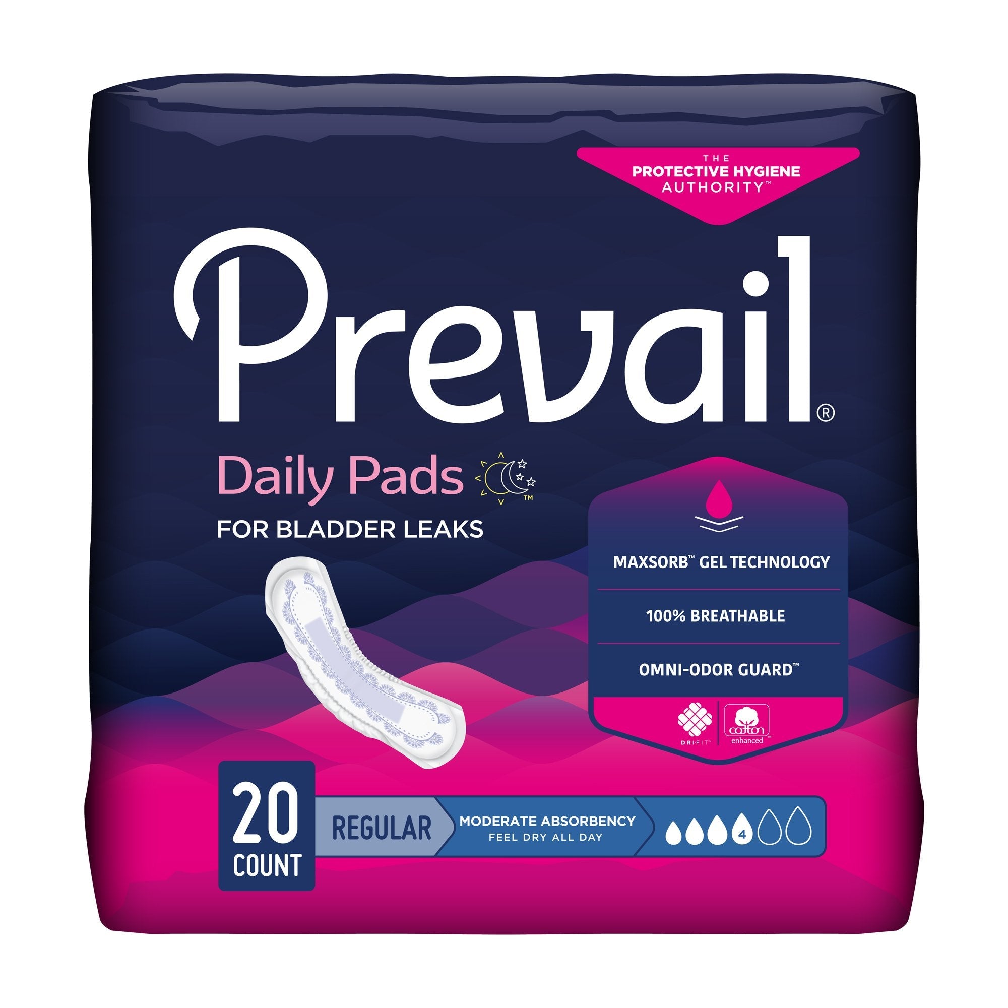 Prevail® Daily Pads Moderate Bladder Control Pad, 9¼-Inch Length BC-012