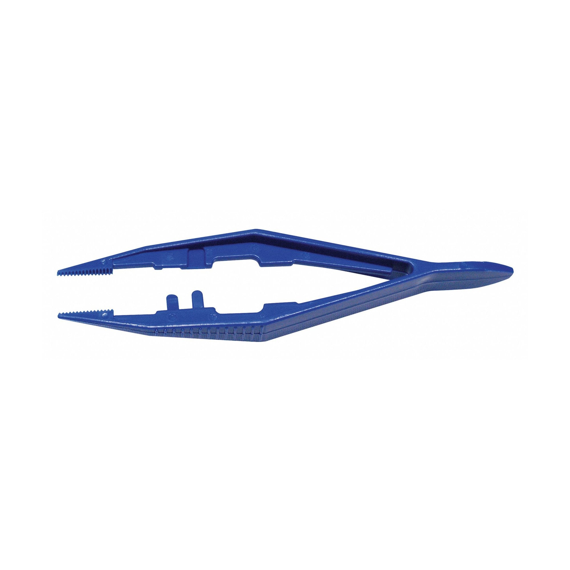 Tweezers Medique® 4-1/2 Inch Length Floor / Office Grade Plastic NonSterile Thumb Handle Straight Serrated Tips 77233