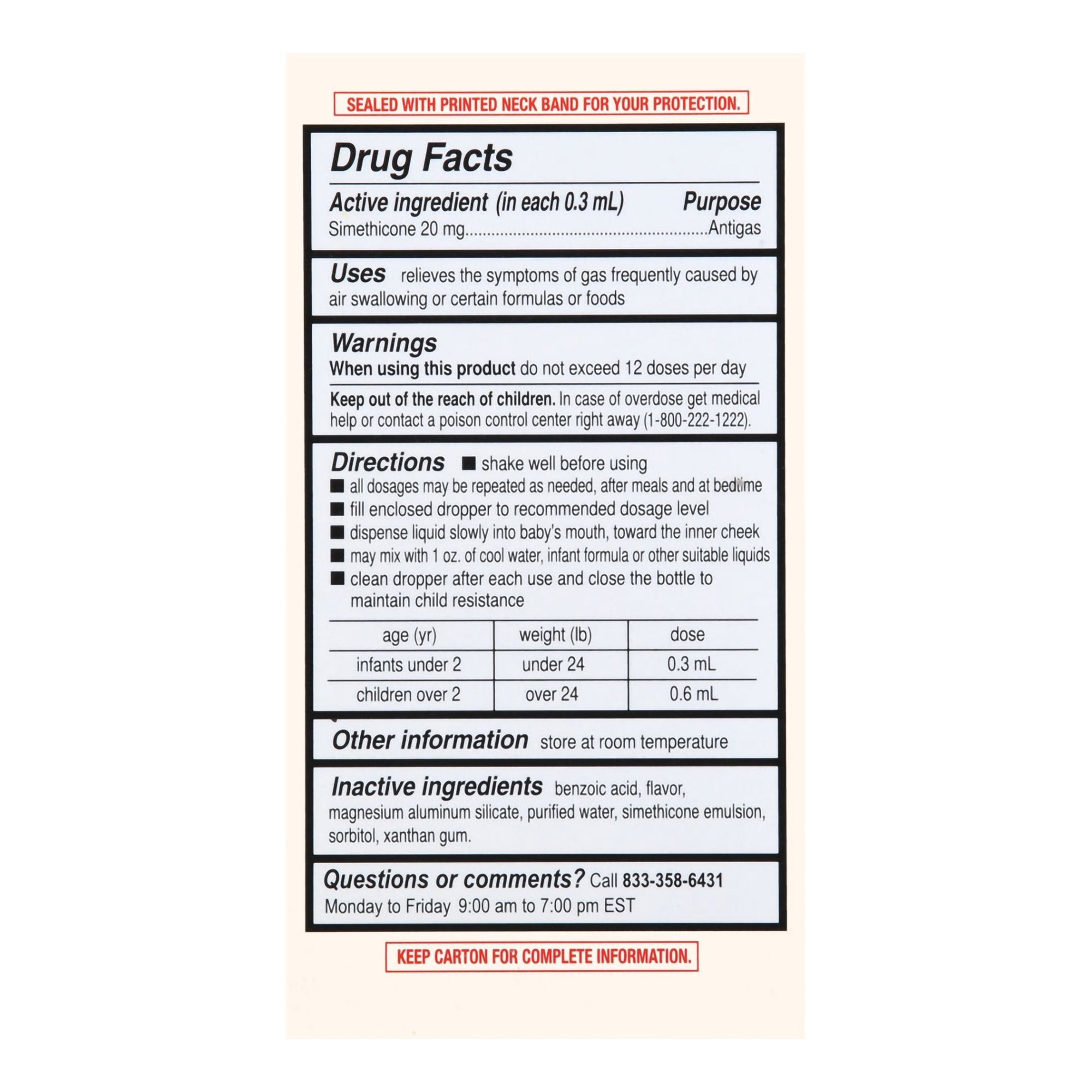 Foster & Thrive™ Simethicone Infant Gas Relief, 1-ounce Dropper Bottle 70677107801