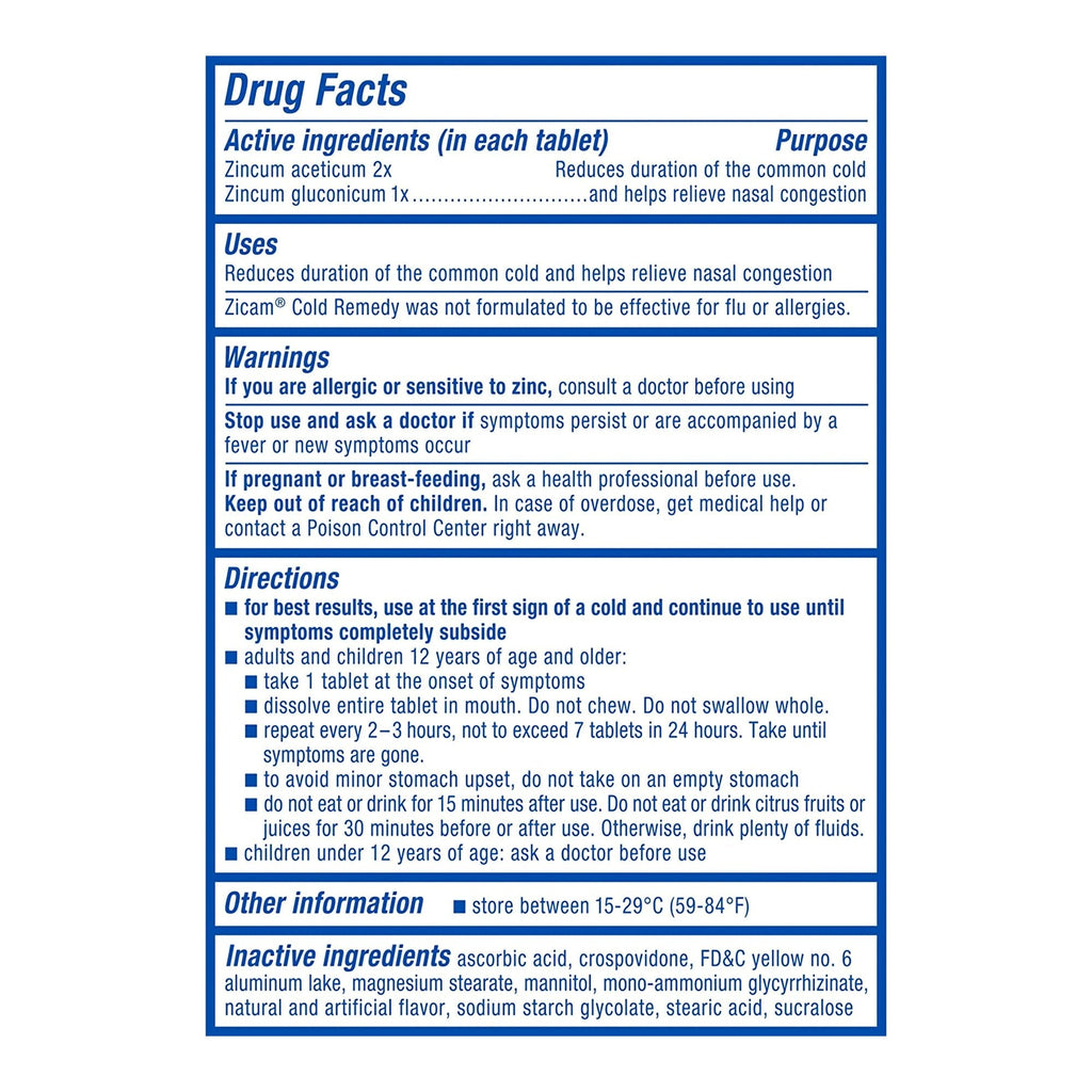 Zicam® Zincum Aceticum / Zincum Gluconicum Cold and Cough Relief 73221630004