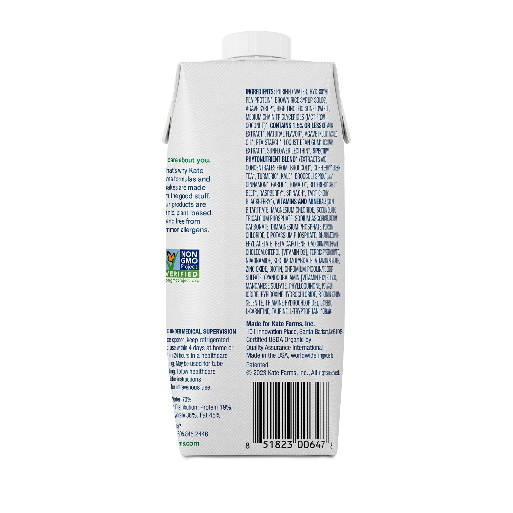 Kate Farms® Peptide 1.5 Vanilla Sole-Source Nutrition Formula, 11-ounce carton 851823006386