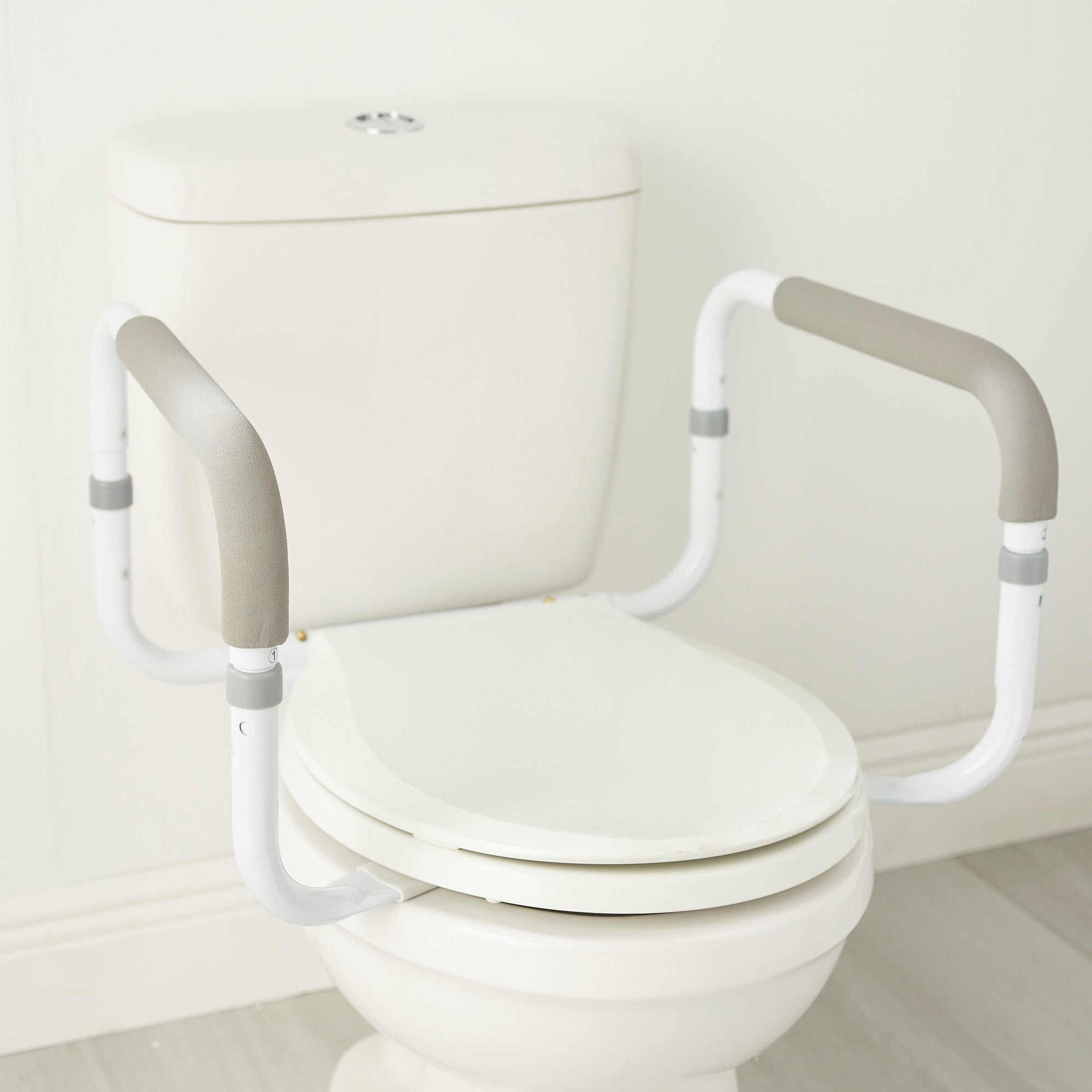 McKesson Toilet Safety Rail, White Steel, Width-Adjustable 146-RTL12087
