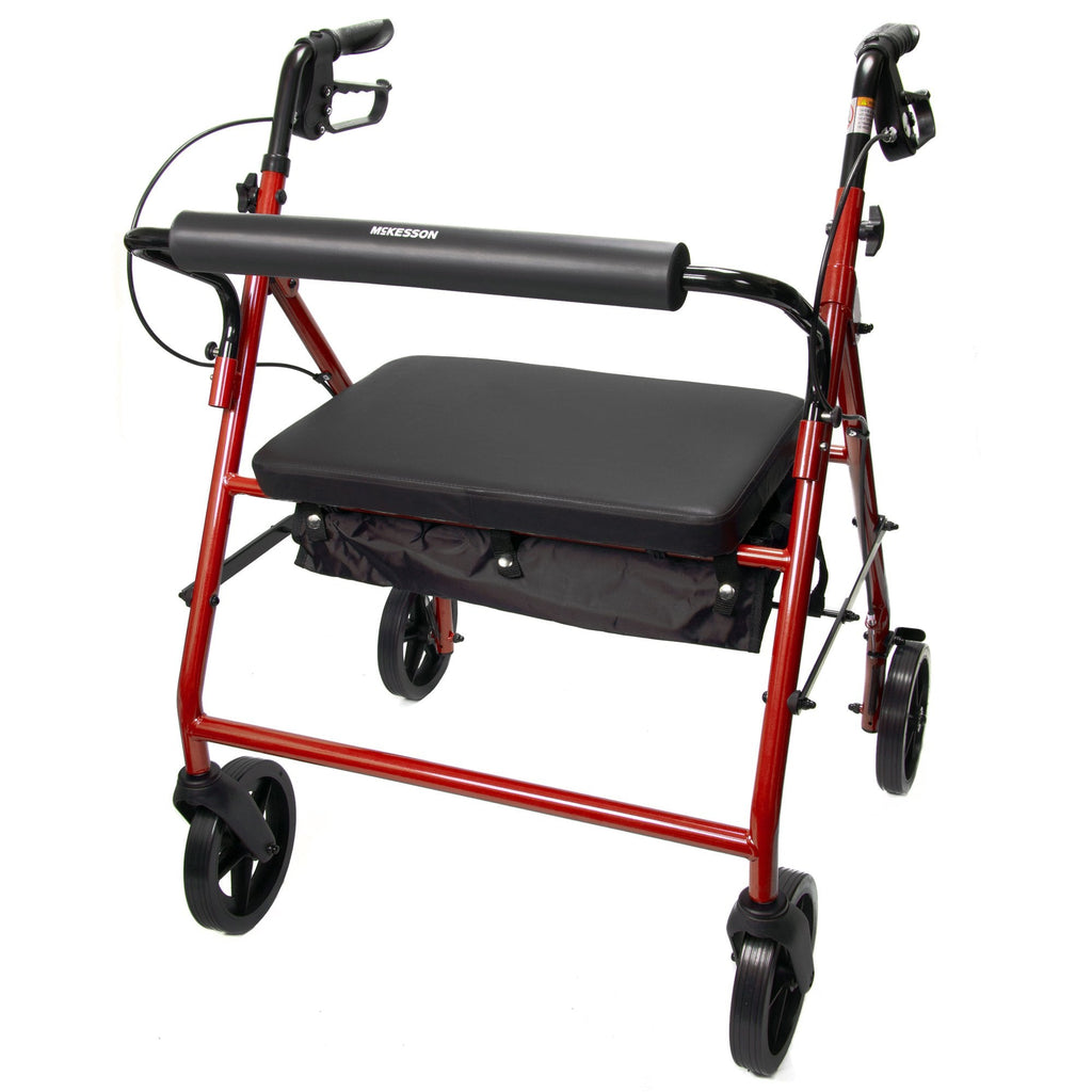 McKesson Bariatric Red Folding Steel Four-Wheel Rollator 146-10216RD-1