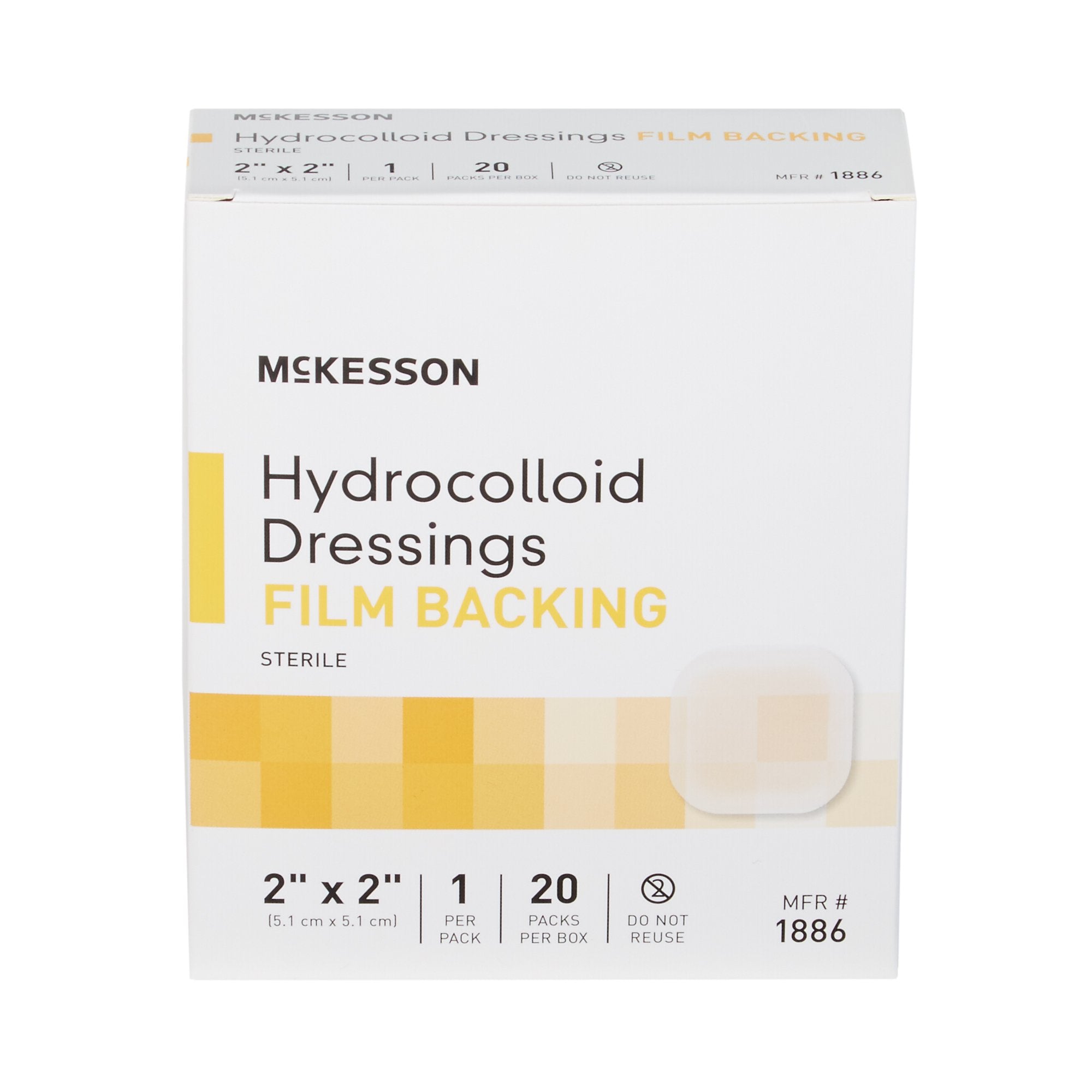 McKesson Hydrocolloid Dressing, 2 x 2 Inch 1886