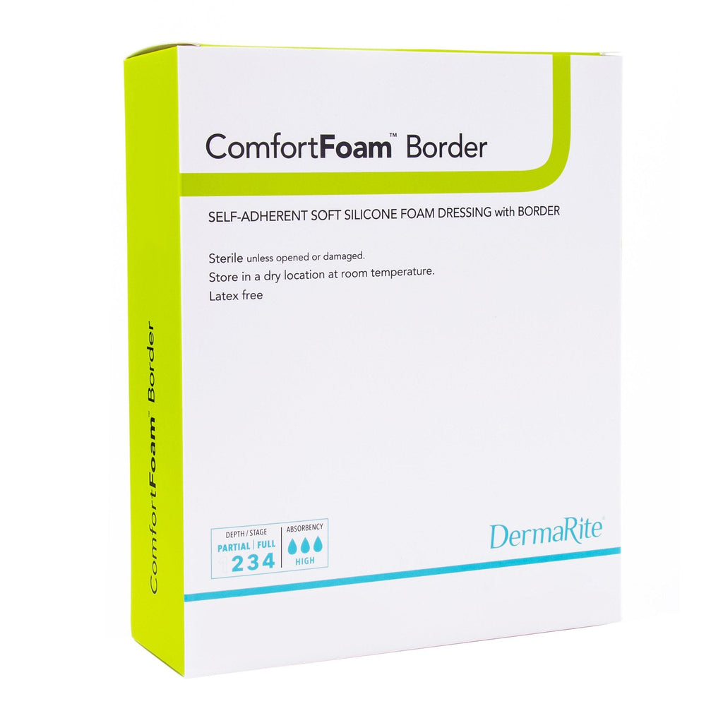 ComfortFoam™ Bordered Foam Wound Dressing w/ Soft Silicone Adhesive, 6 x 8 Inch 43680