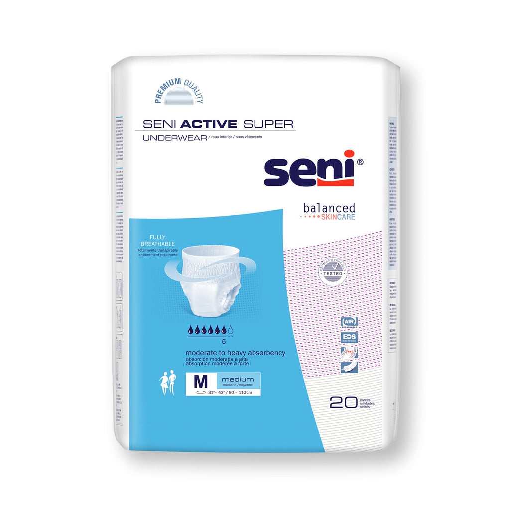 Seni® Active Super Moderate to Heavy Absorbent Underwear, Medium S-ME20-AS1