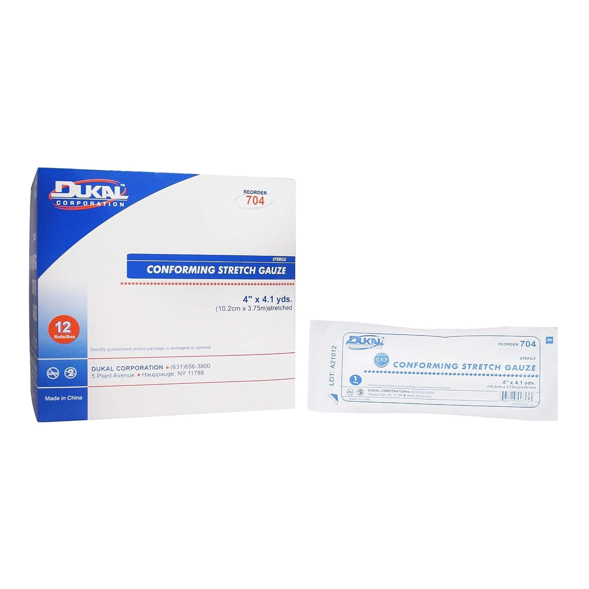 Dukal™ Sterile Conforming Bandage, 4 Inch x 4-1/10 Yard, 1-Ply 704