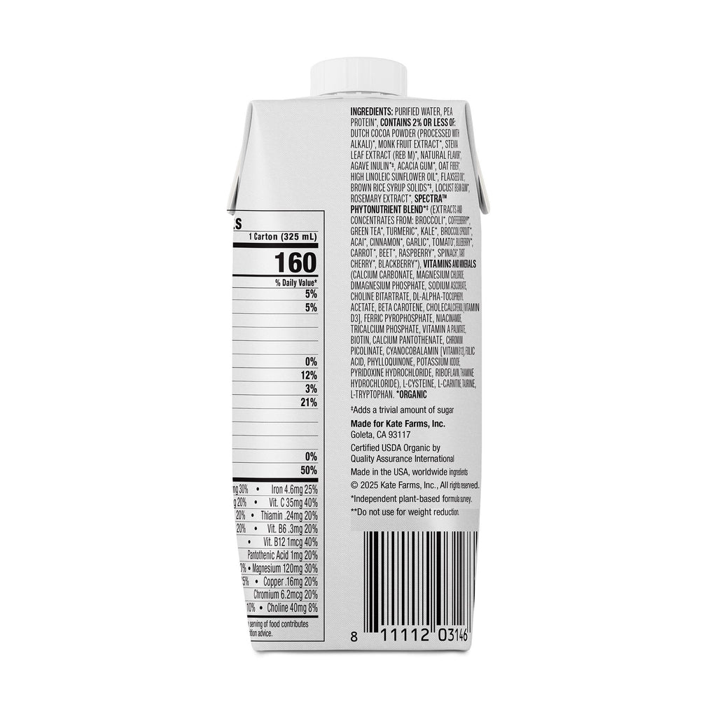 Kate Farms Oral Supplement High Protein Chocolate Flavor Liquid 11 oz. 811112031482