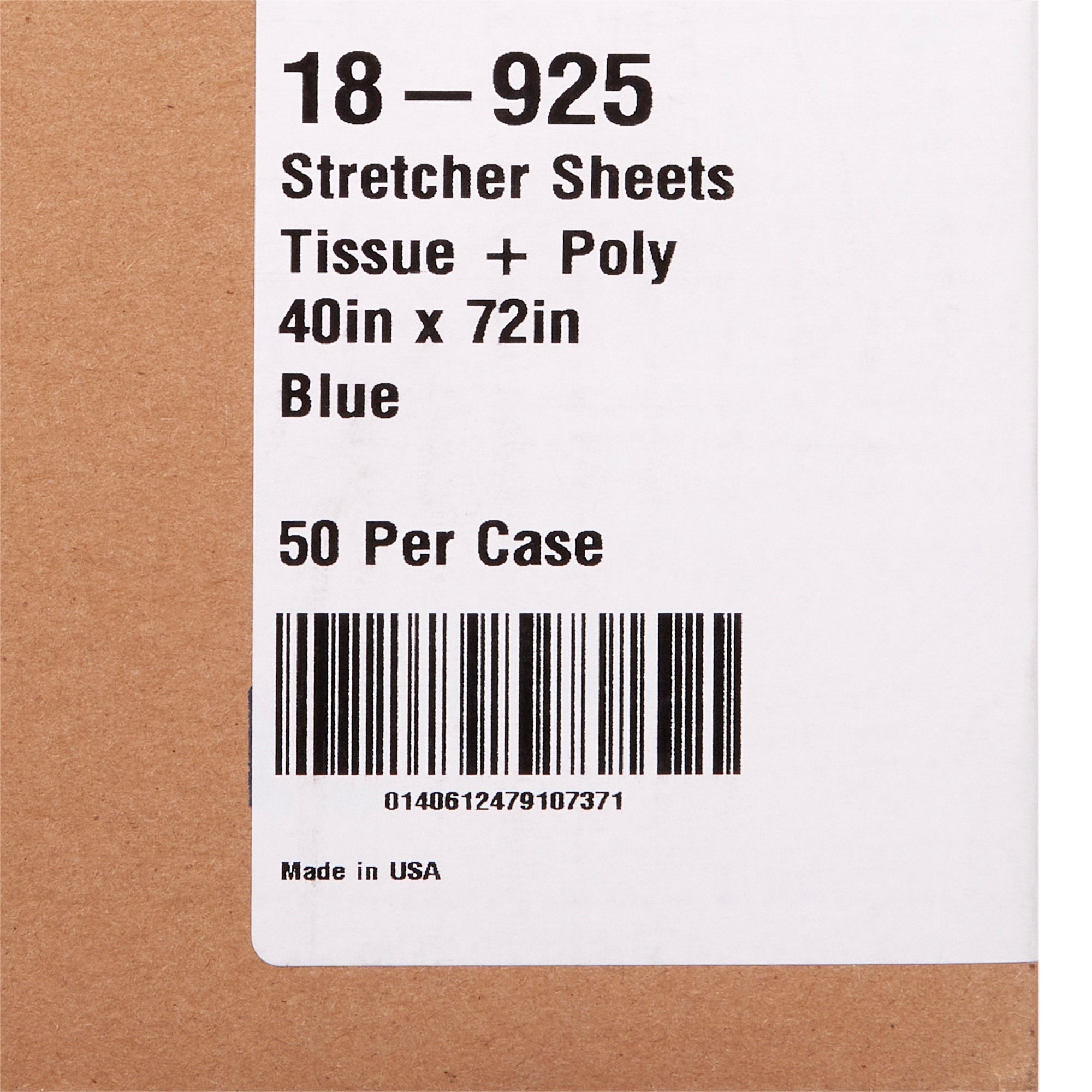 McKesson Blue Flat Stretcher Sheet, 40 x 72 Inch 18-925