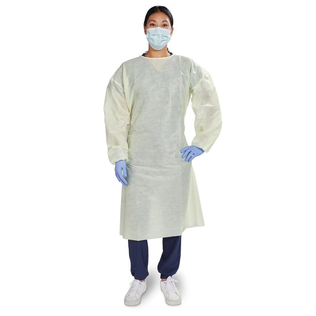 McKesson AAMI Level 2 Isolation Gown, Tie Neck Style, Extra Large, Yellow 16-L2NWT6Y-XL