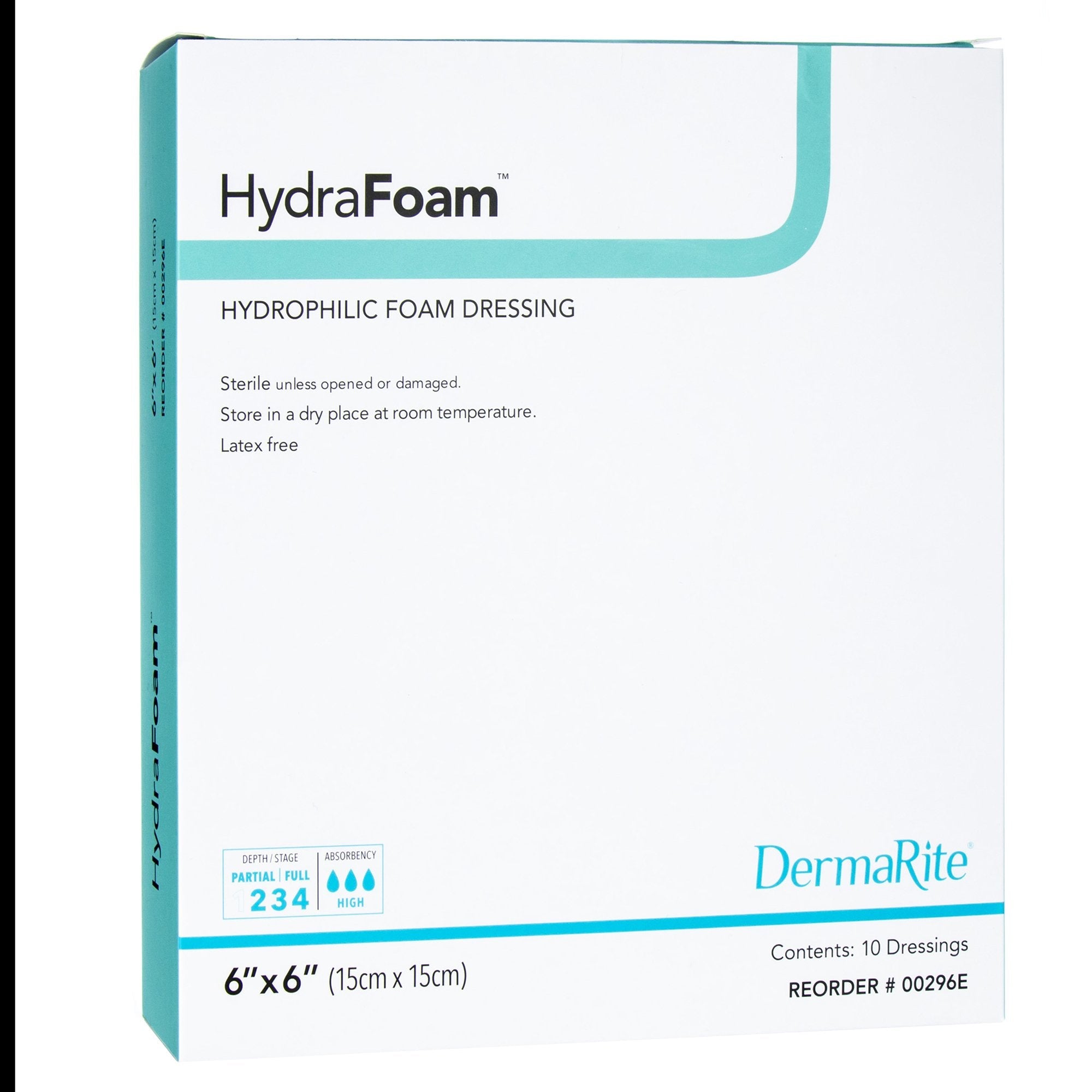 HydraFoam™ Nonadhesive Foam Dressing, 6 x 6 Inch 00296E