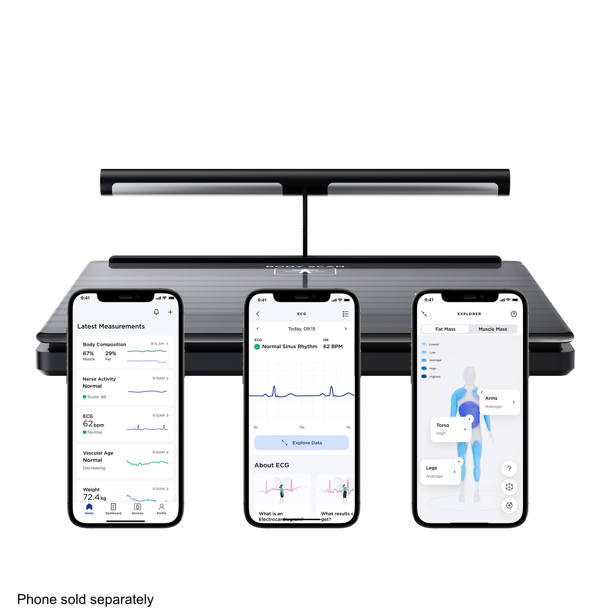 Withings Body Scan Wifi Smart Scale, Black WBS08-BLACK-ALL-INTER