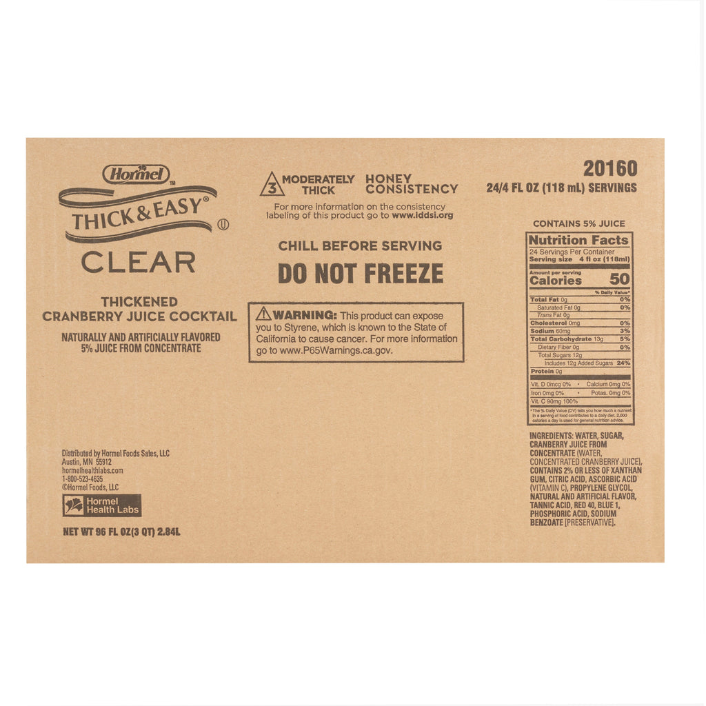 Thick & Easy® Clear Honey Consistency Cranberry Juice Thickened Beverage 20160