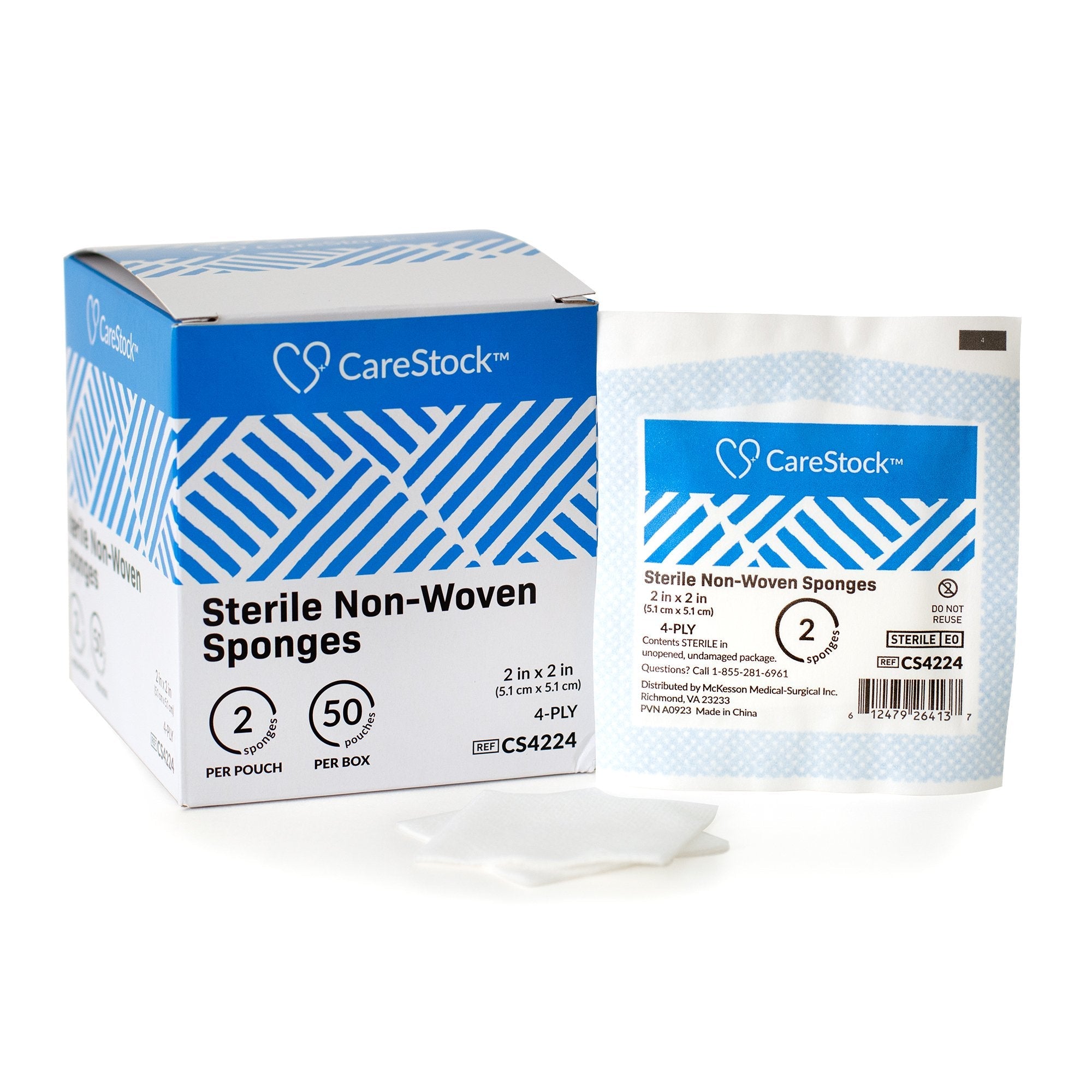CareStock™ Sterile Nonwoven Sponge, 2 x 2 Inch, 4-Ply CS4224