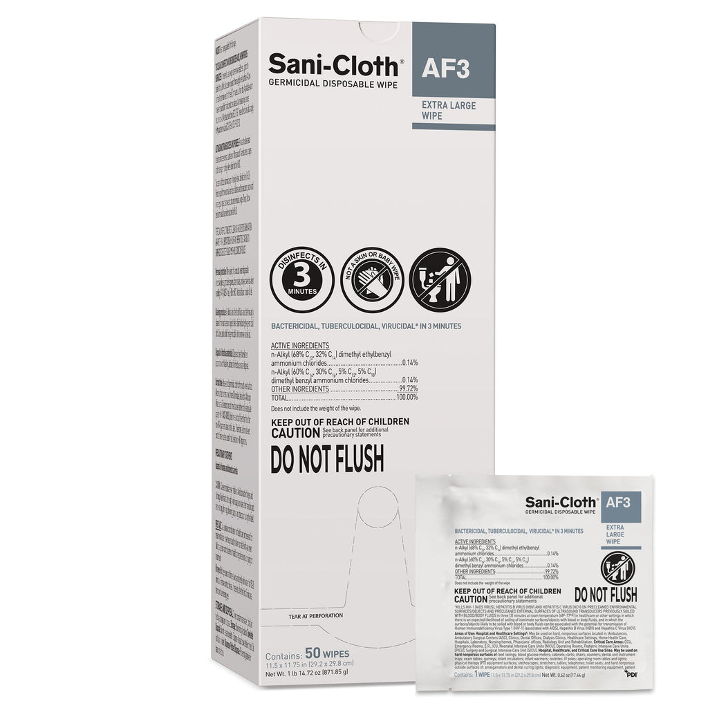 Sani-Cloth® AF3 Germicidal Extra Large Disinfectant Wipes, 11.5 x 11.75 Inch U27500