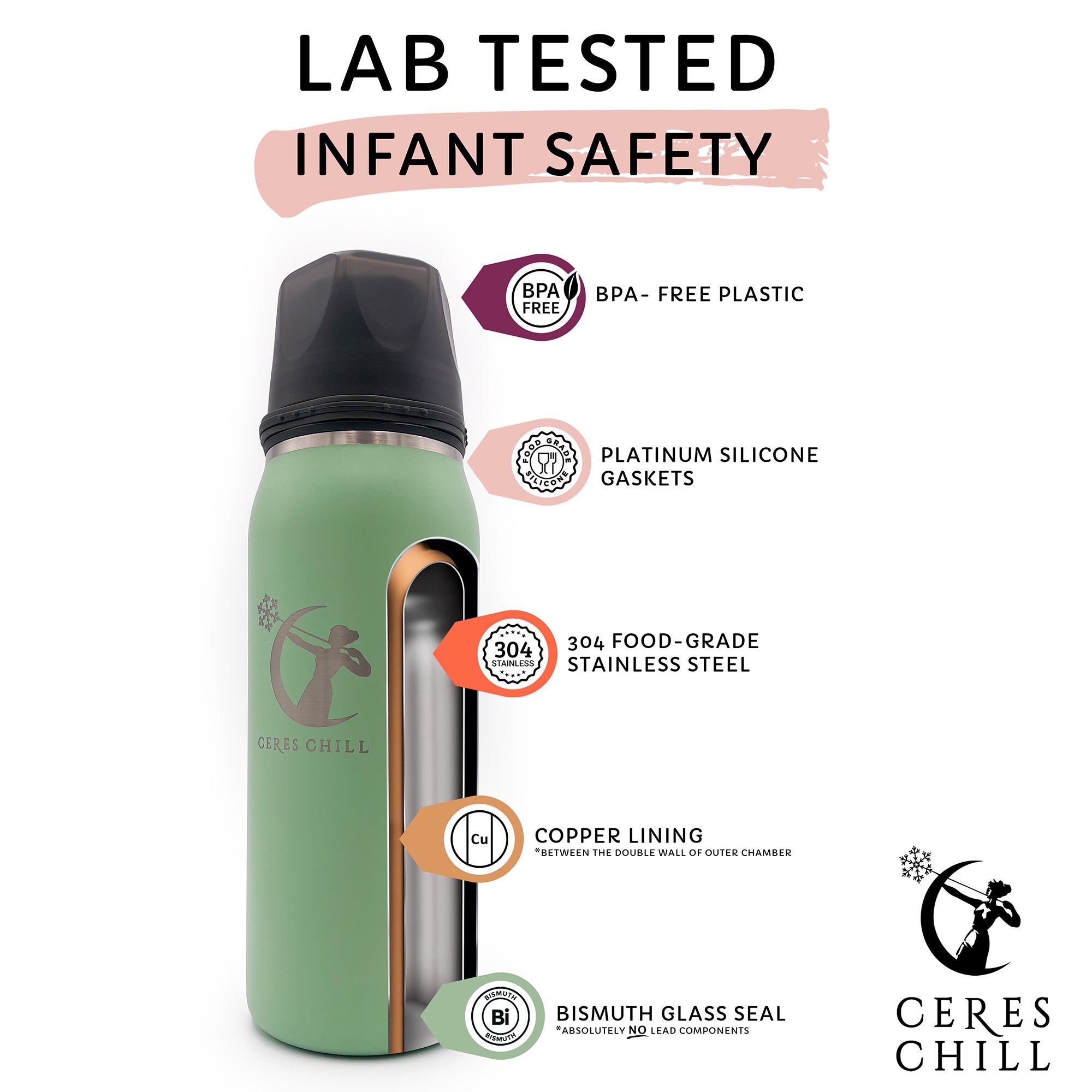 Ceres Chill OG Stainless Steel Breast Milk Chiller Container, Blue & Pink Ombre CC-1-BC-L-MB