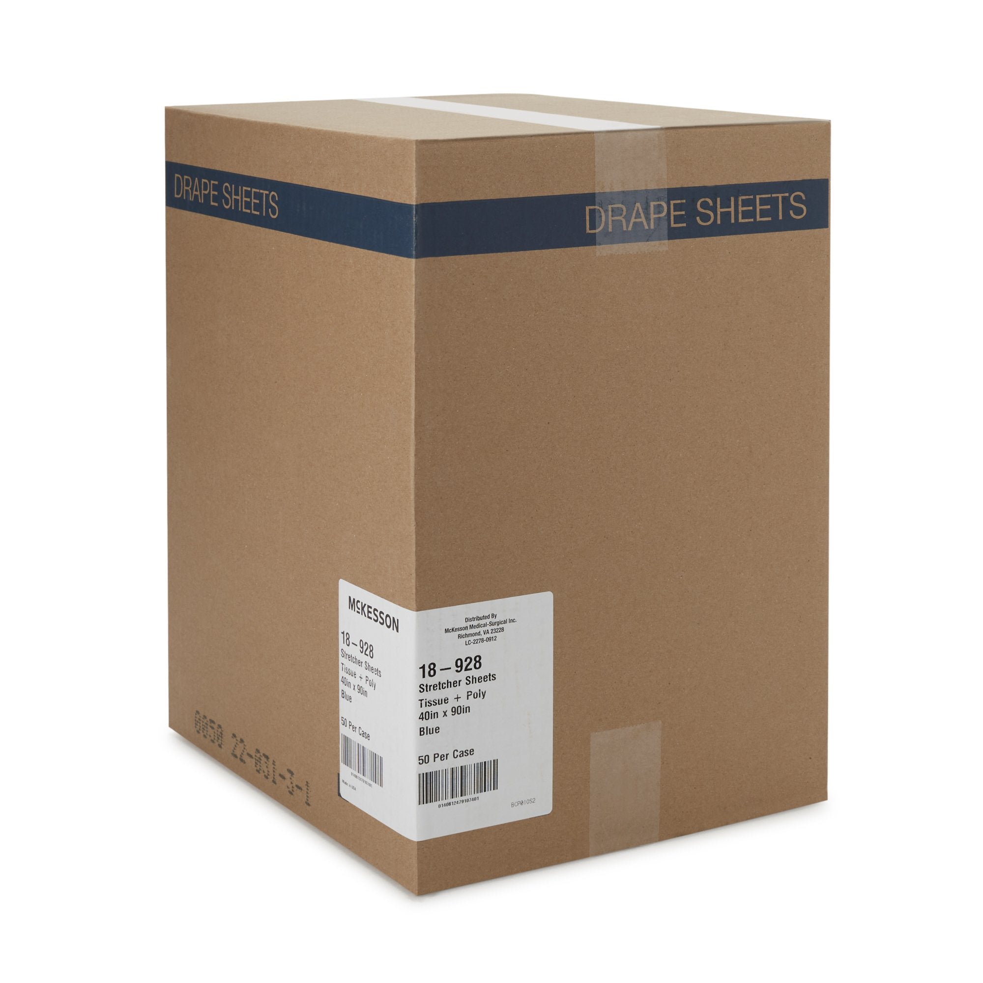 McKesson Blue Flat Stretcher Sheet, 40 x 90 Inch 18-928