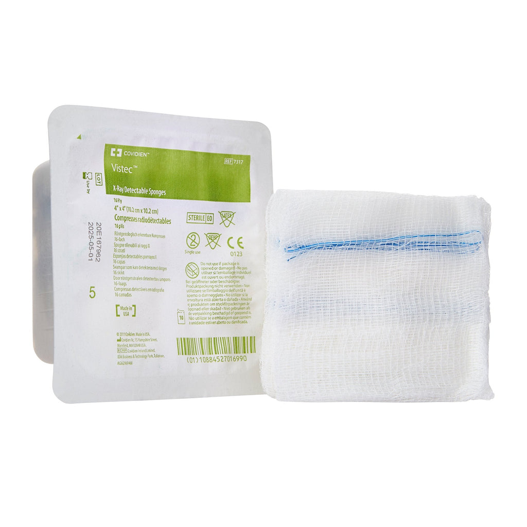 Visitec™ Sterile USP Type VII X-Ray Detectable Gauze Sponge, 4 x 4 Inch, 16-Ply 7317--