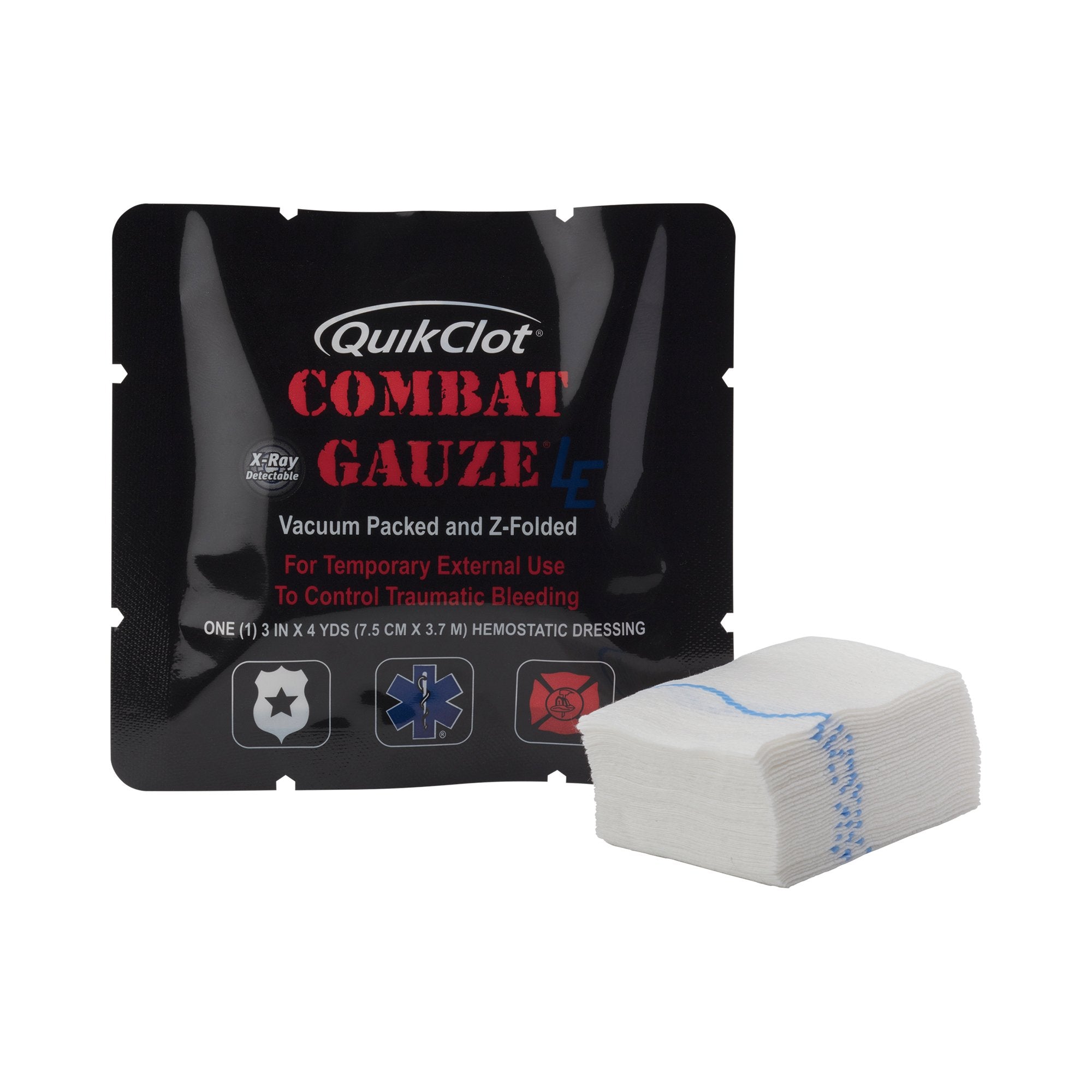 QuikClot Combat Gauze® LE Hemostatic Dressing, 3 Inch x 4 Yard 350