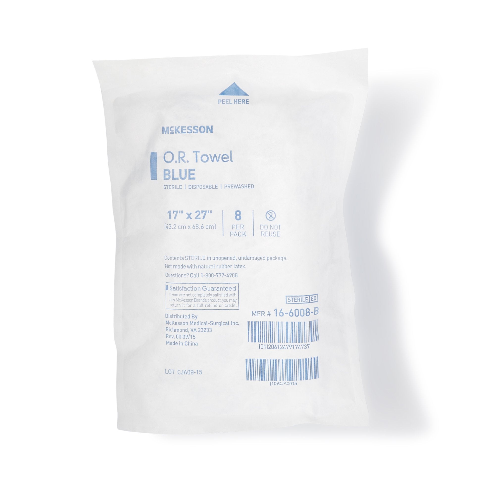 McKesson Sterile Blue O.R. Towel, 17 x 27 Inch 16-6008-B