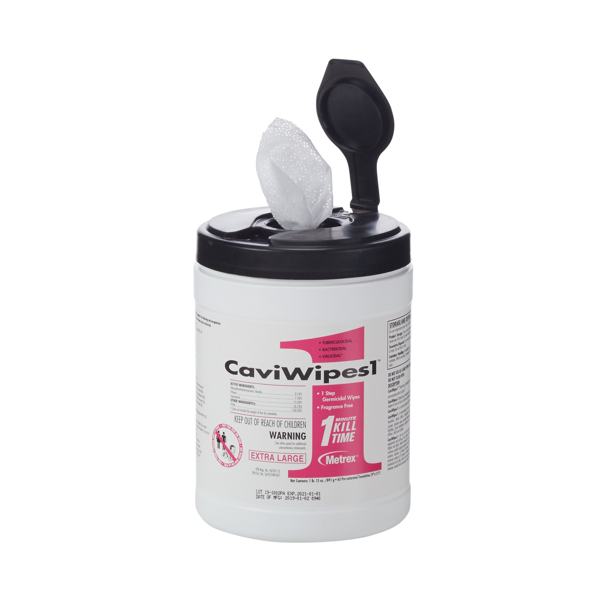 CaviWipes1 Surface Disinfectant, Alcohol Based, nonsterile, Disposable 13-5150