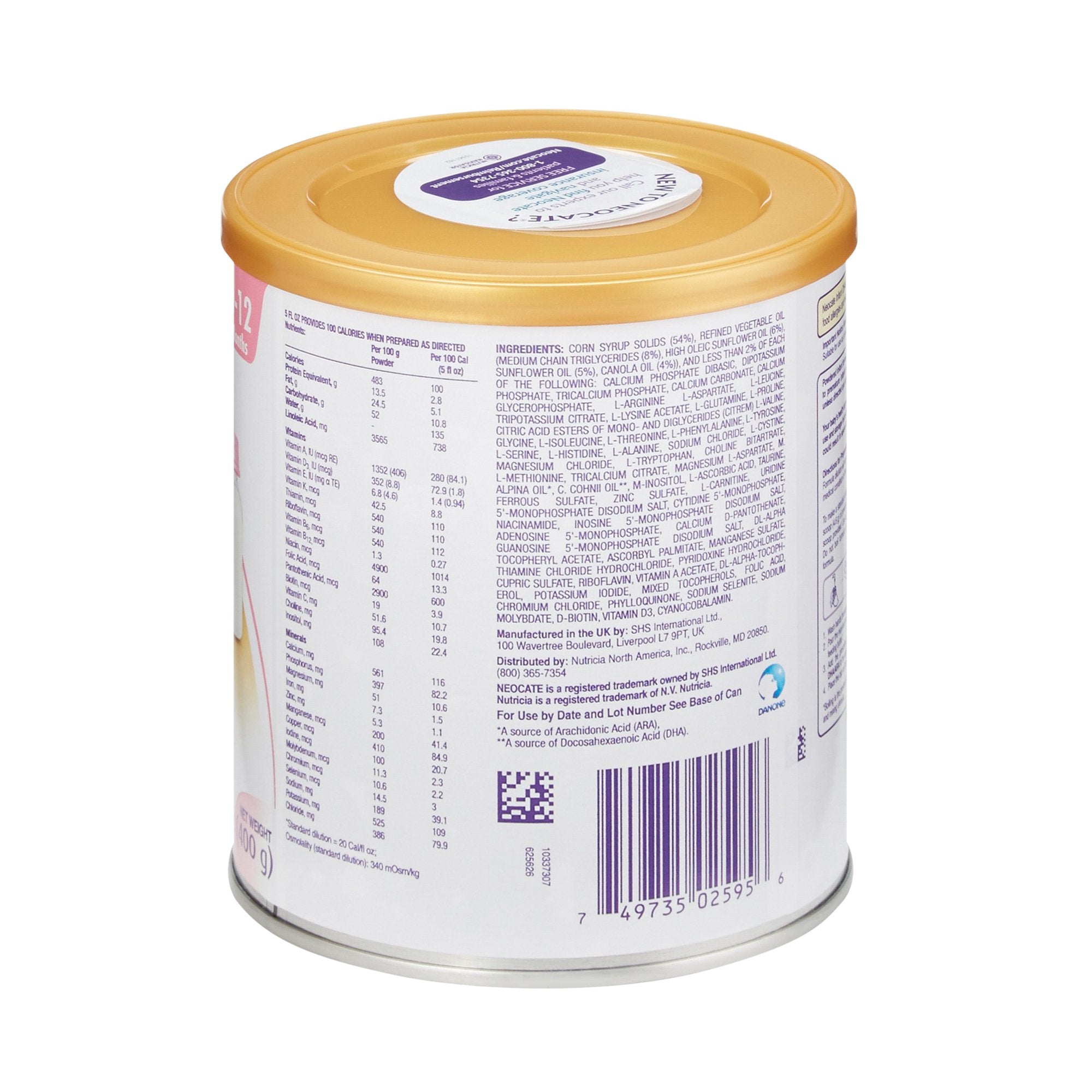 Neocate® DHA & ARA Infant Formula, 14.1-ounce can 125626
