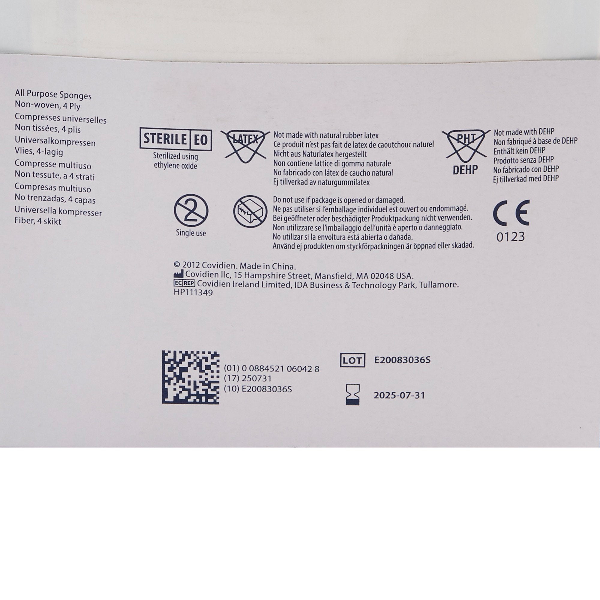 Curity™ Sterile Nonwoven Sponge, 4 x 4 Inch, 4-Ply 8044--