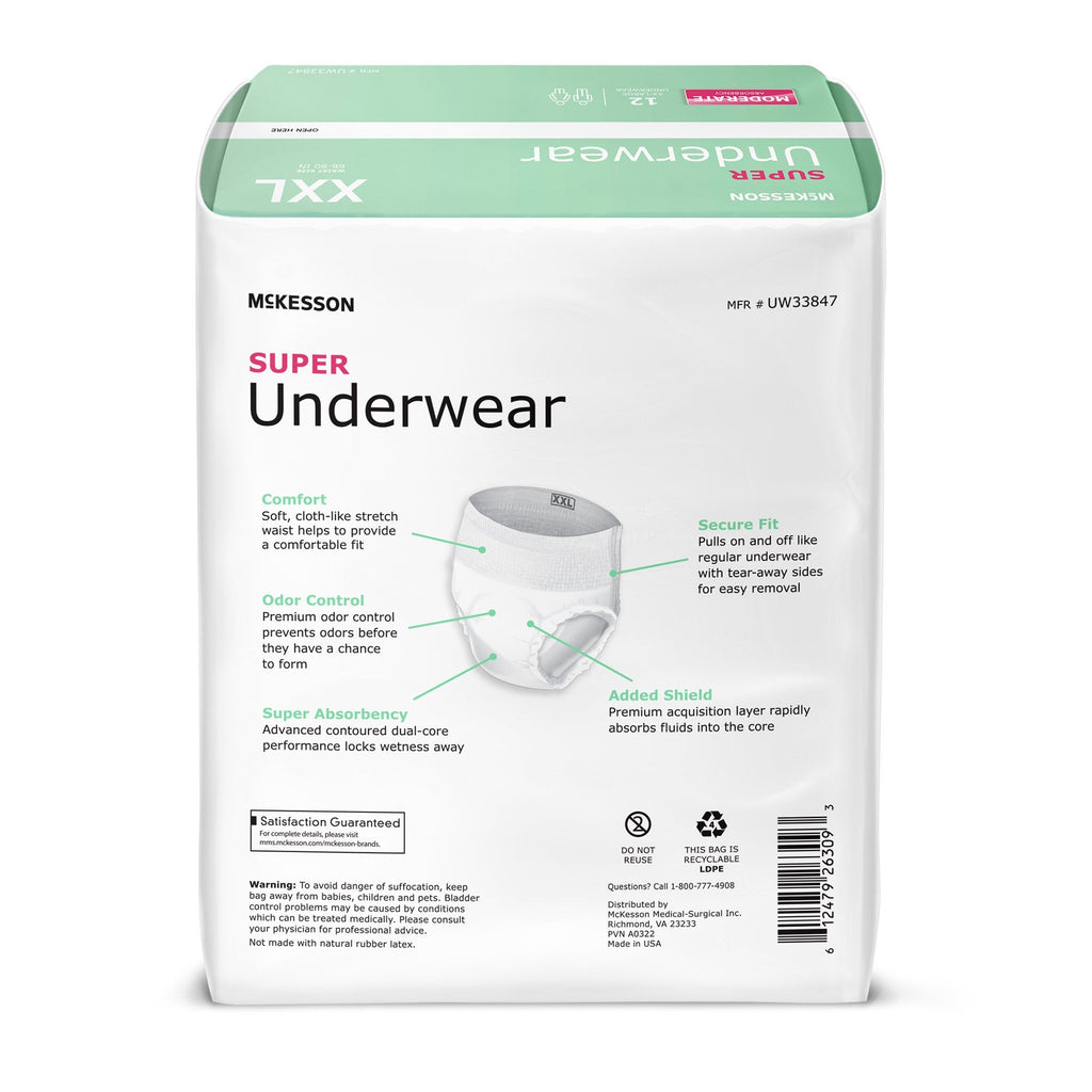 McKesson Super Moderate Absorbency Incontinence Underwear, 2X-Large UW33847