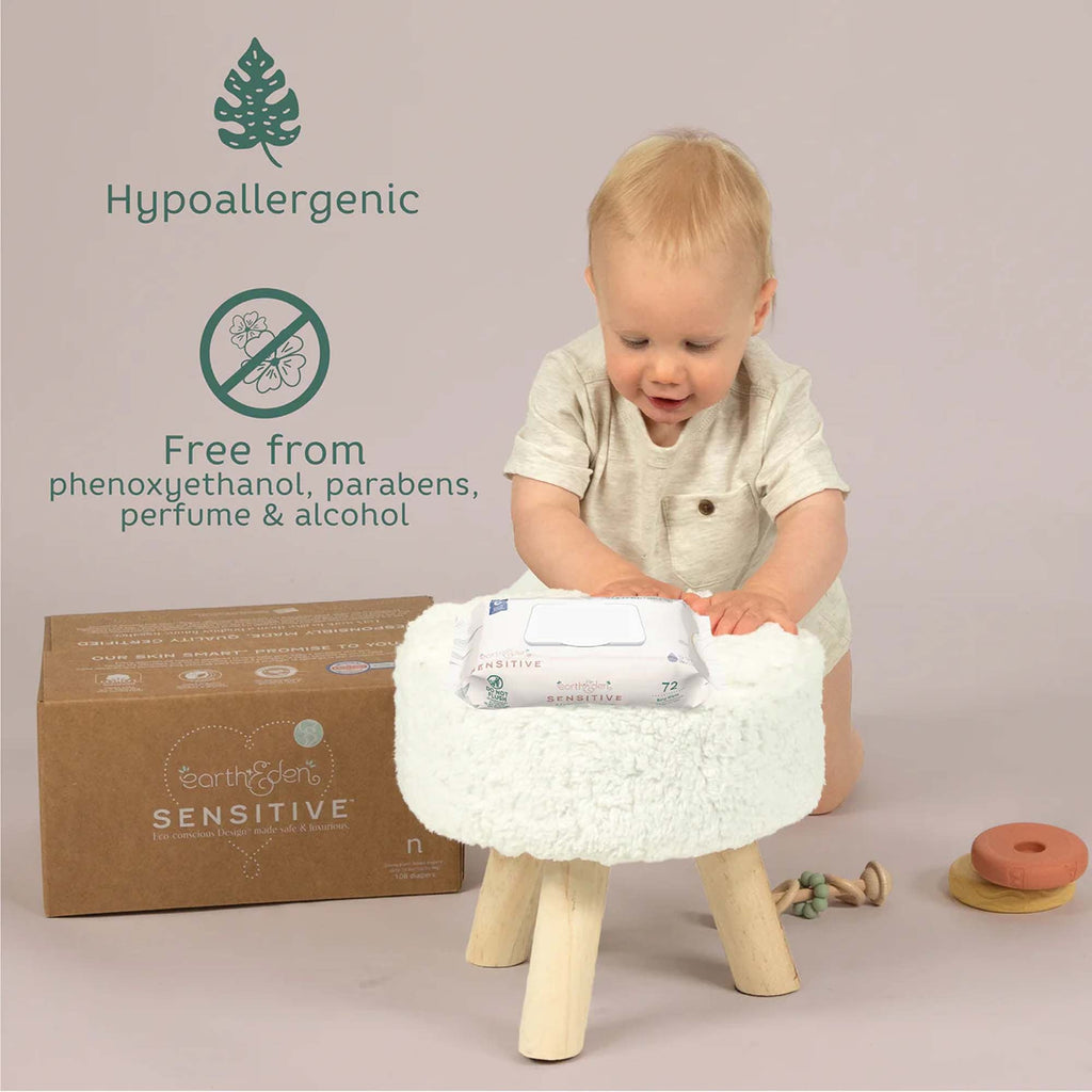 Earth & Eden Sensitive™ Baby Wipes, 6.7 x 7.7 Inch, 72 per Pack 10010218