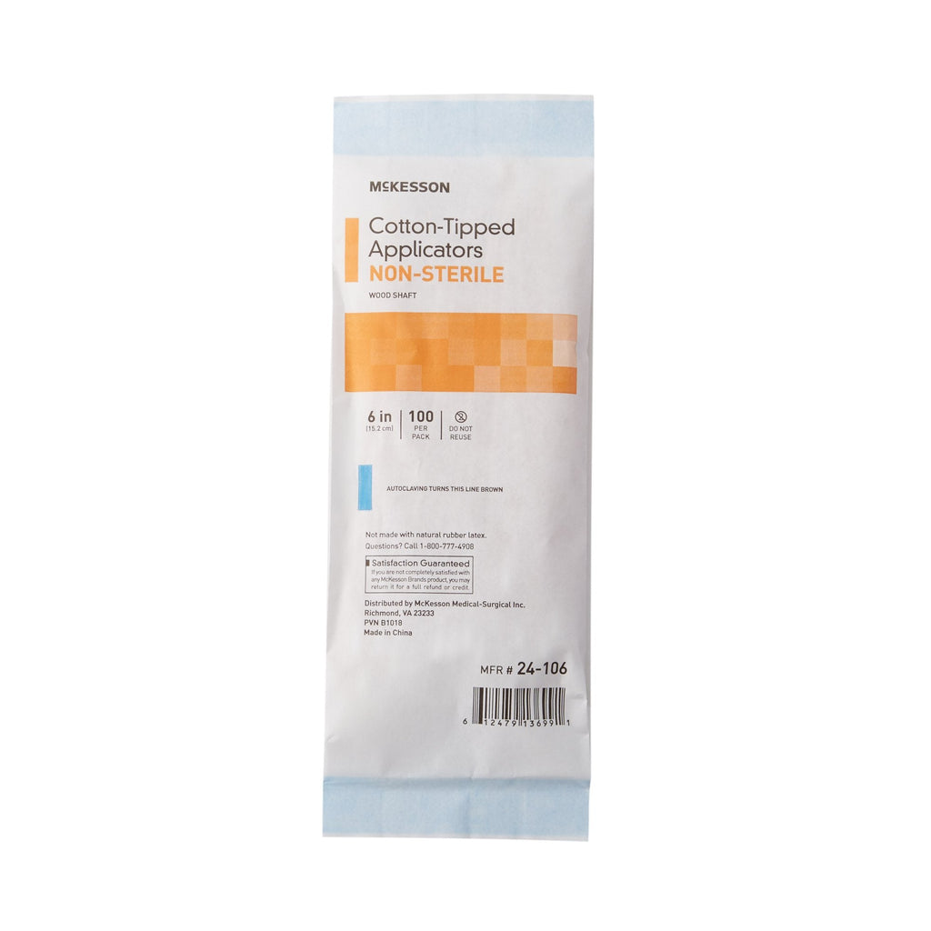 McKesson Swabsticks, Cotton-Tip, Wood Shaft, 6 Inch 24-106