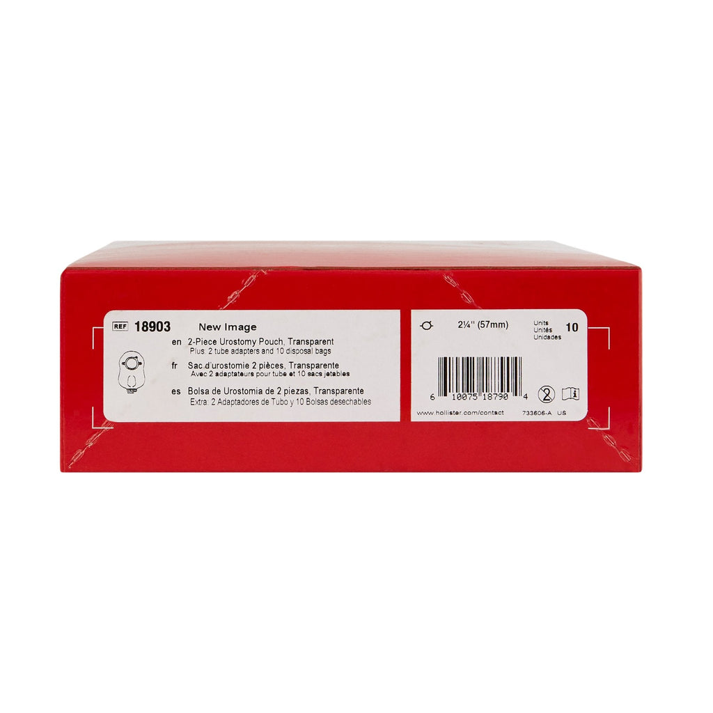 New Image™ Two-Piece Transparent Urostomy Pouch, 57 mm Flange, Red Match 18903