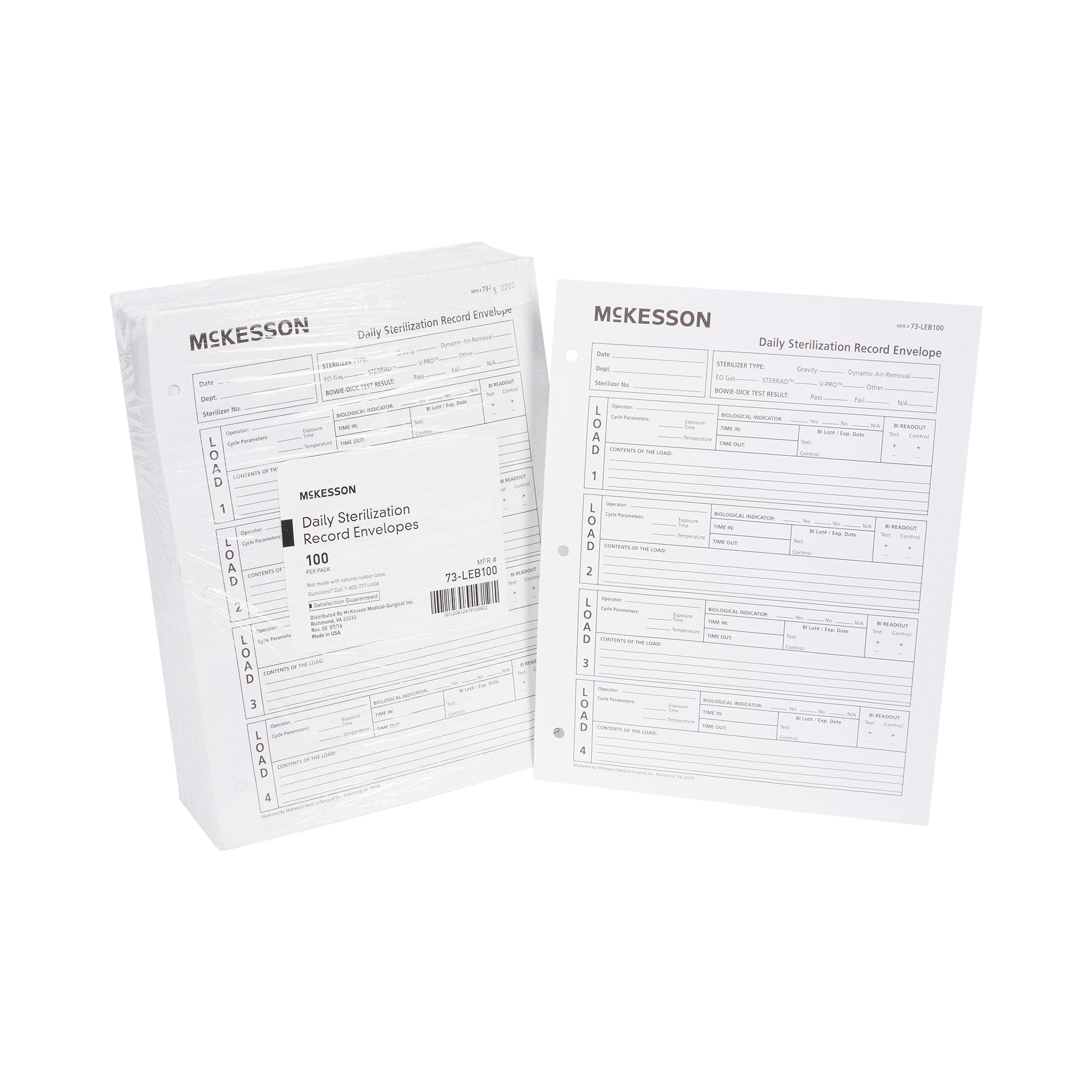 McKesson Sterilization Record Envelope 73-LEB100