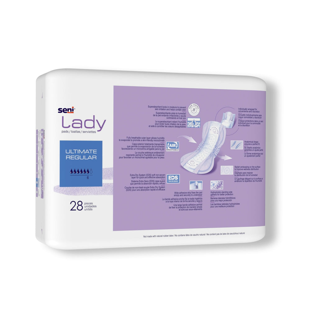 Seni® Lady Ultimate Absorbency Bladder Control Pads, Regular S-6P28-PS1