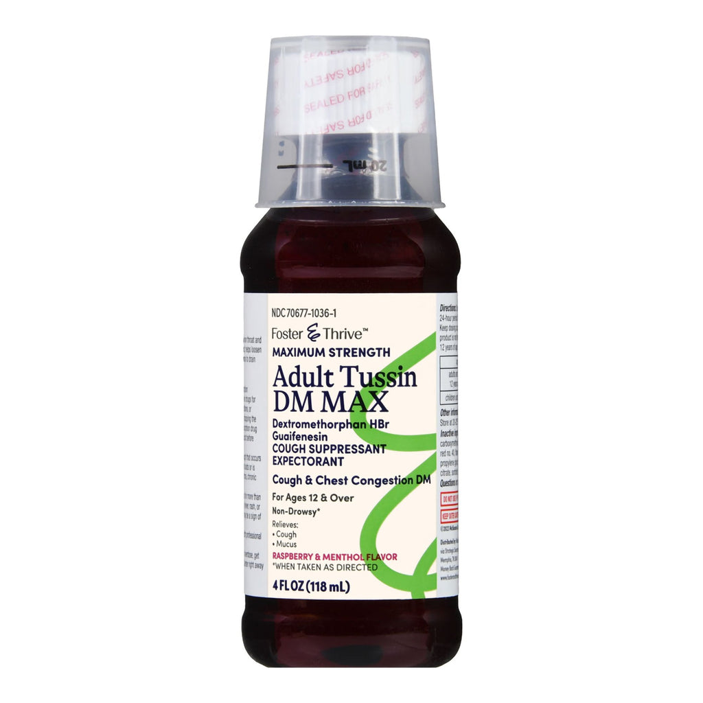 Foster & Thrive™ Adult Tussin DM Max Liquid, Raspberry & Menthol 70677103601