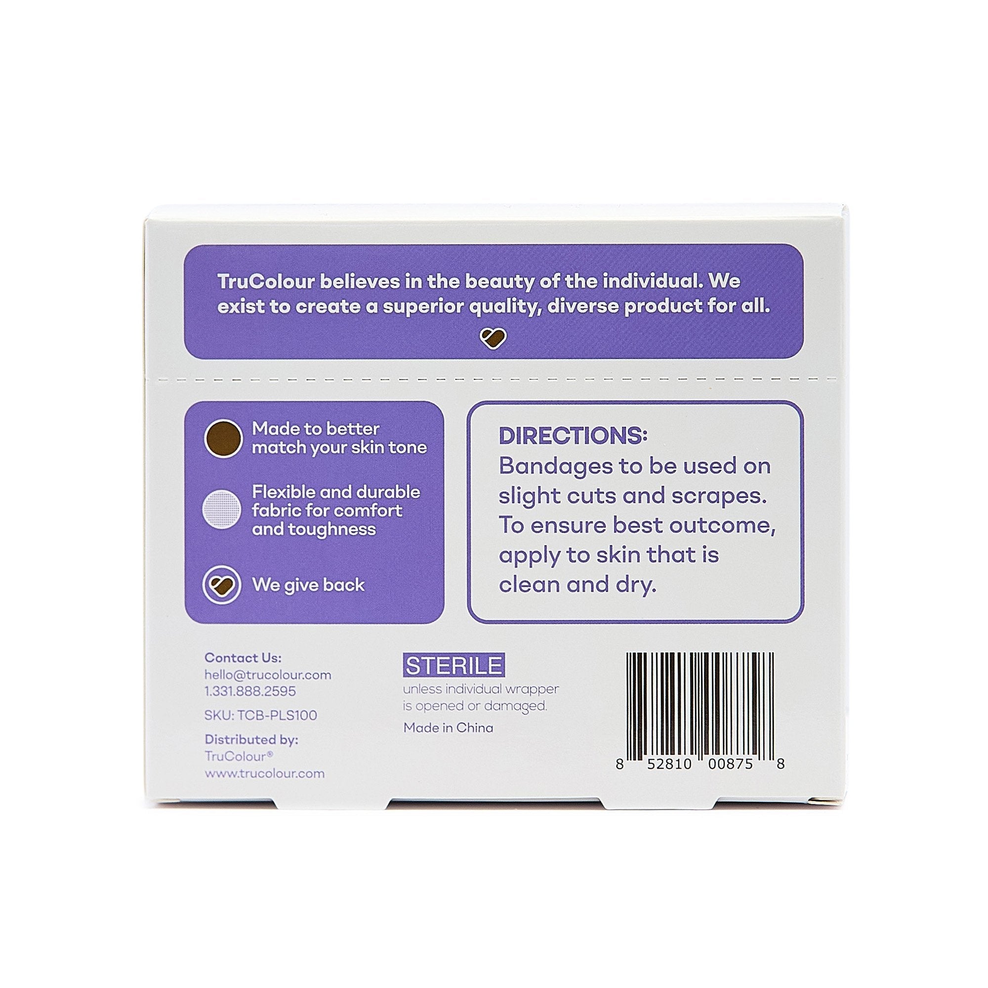 Tru-Colour Skin Tone Shade Fabric Bandage Adhesive Strip, Dark Brown, 1 x 3 Inch TCB-PLS100