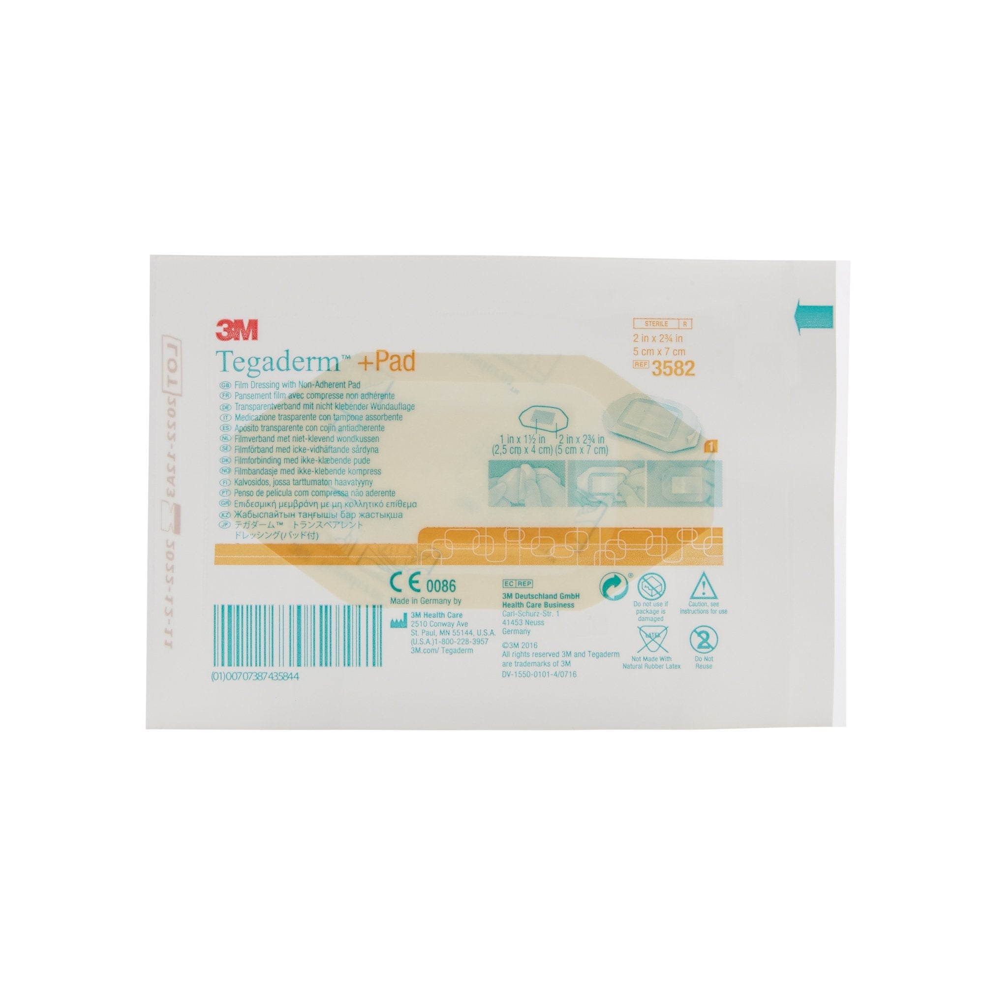 3M™ Tegaderm™ Film Dressing with Pad, 2 x 2-3/4 Inch 3582