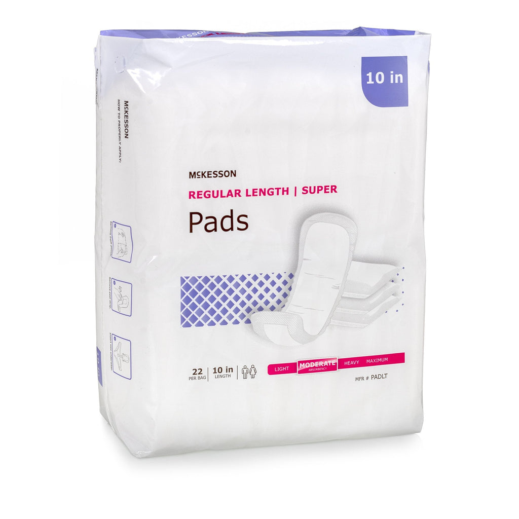 McKesson Super Moderate Absorbency Bladder Control Pad, 10-Inch Length PADLT