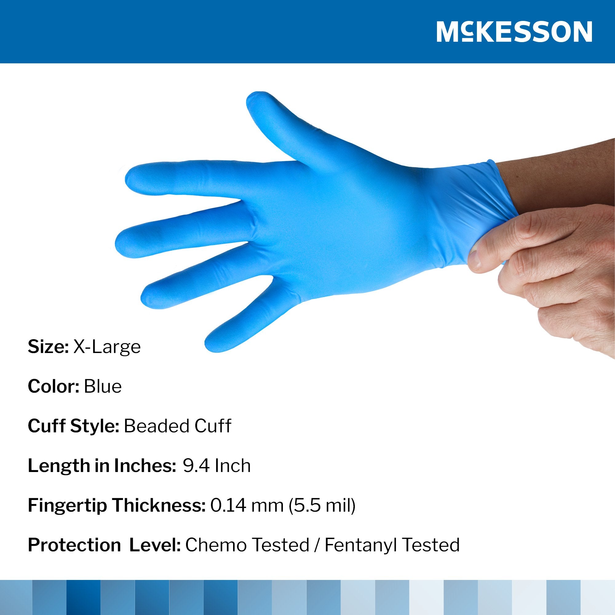 McKesson Confiderm® 6.8C Nitrile Exam Glove, X-Large, Blue 14-6N681C